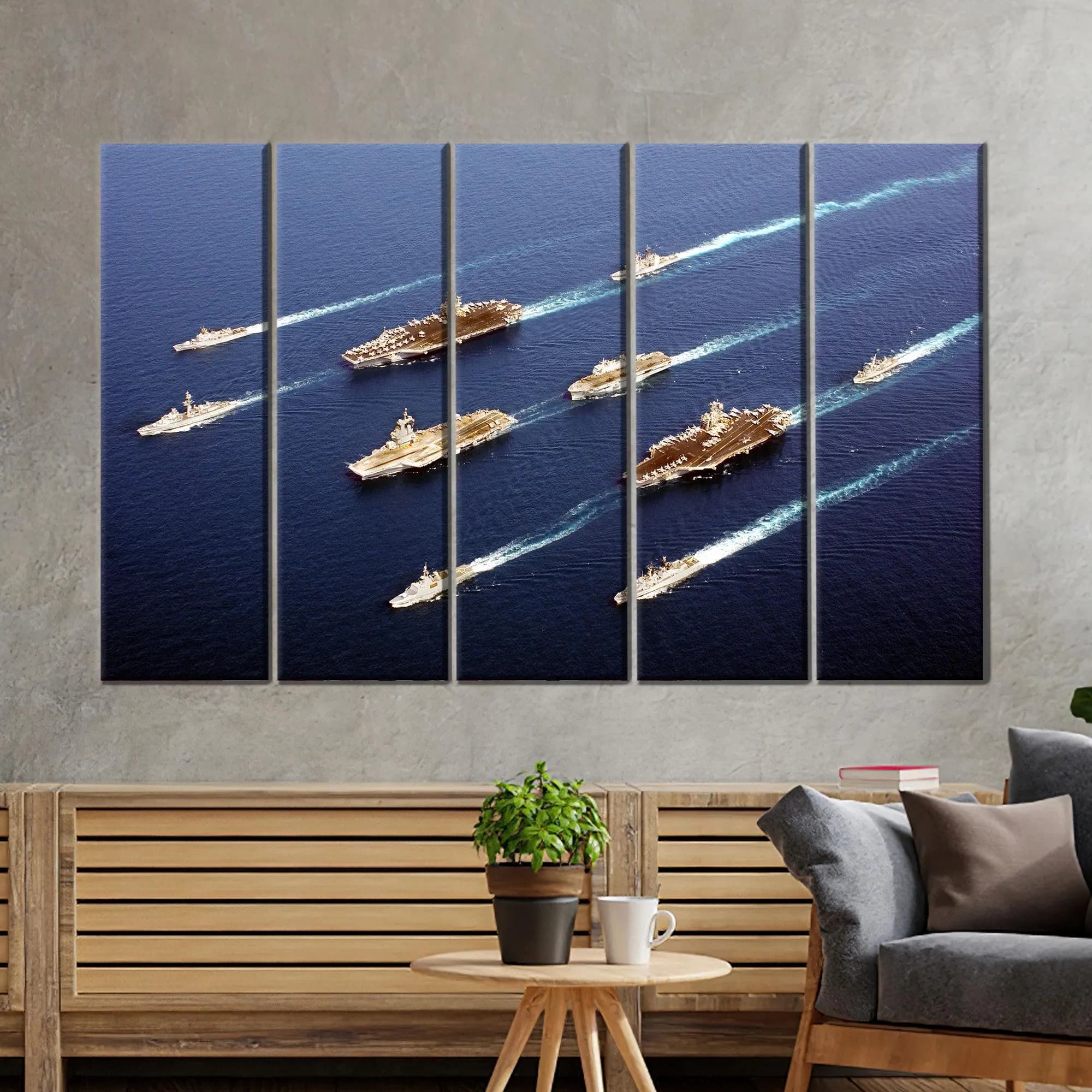 Navy Fleet Canvas Wall Art, Military Battleship Poster, Aircraft Carrier Ocean Print for Office or Man Cave Decor - image 5