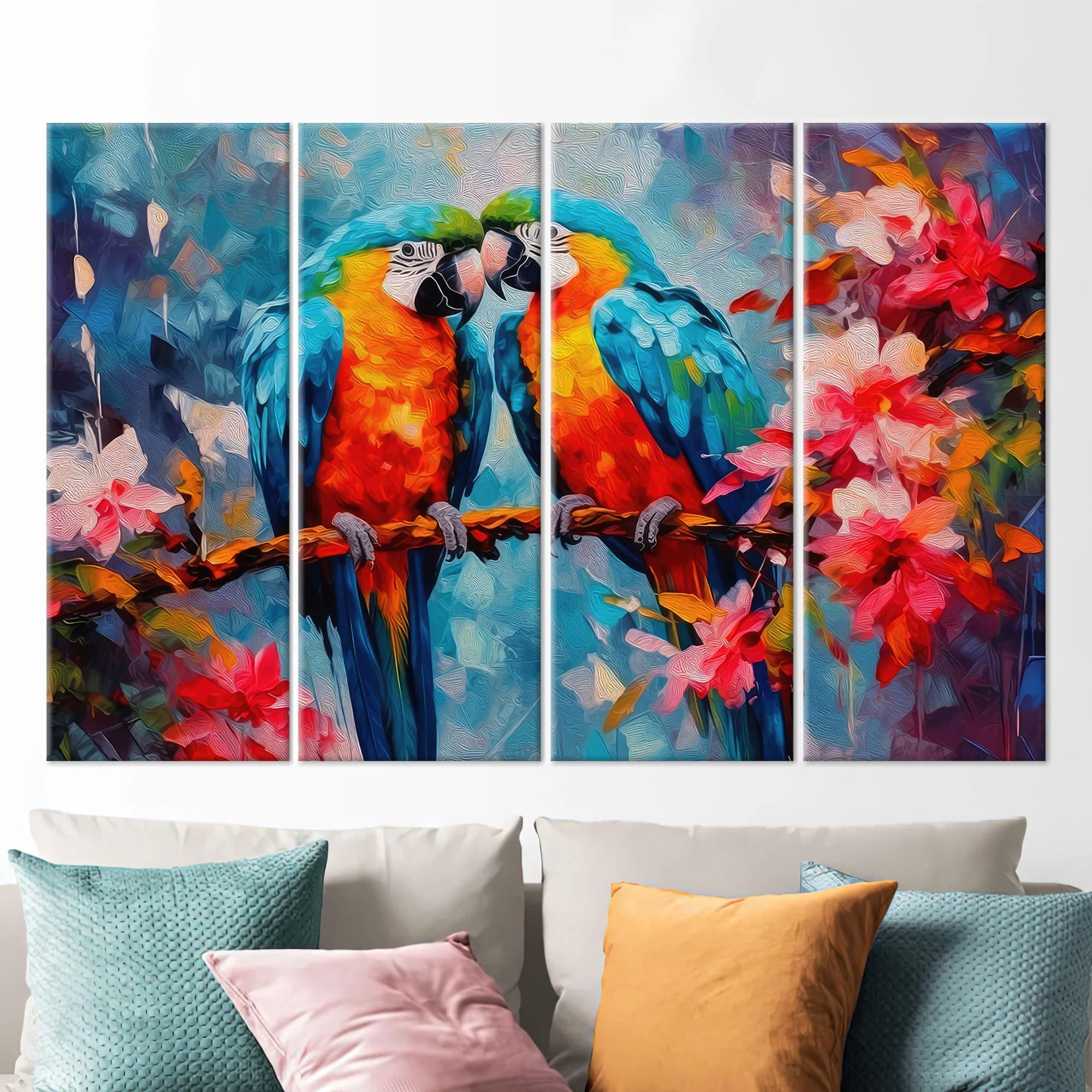 Animal Artwork, Parrot Couple Poster, Parrot Painting Print, Wall Art, Parrot Wall Decor, Gift Personalized, Modern Wall Decor, Abstract Art - image 4