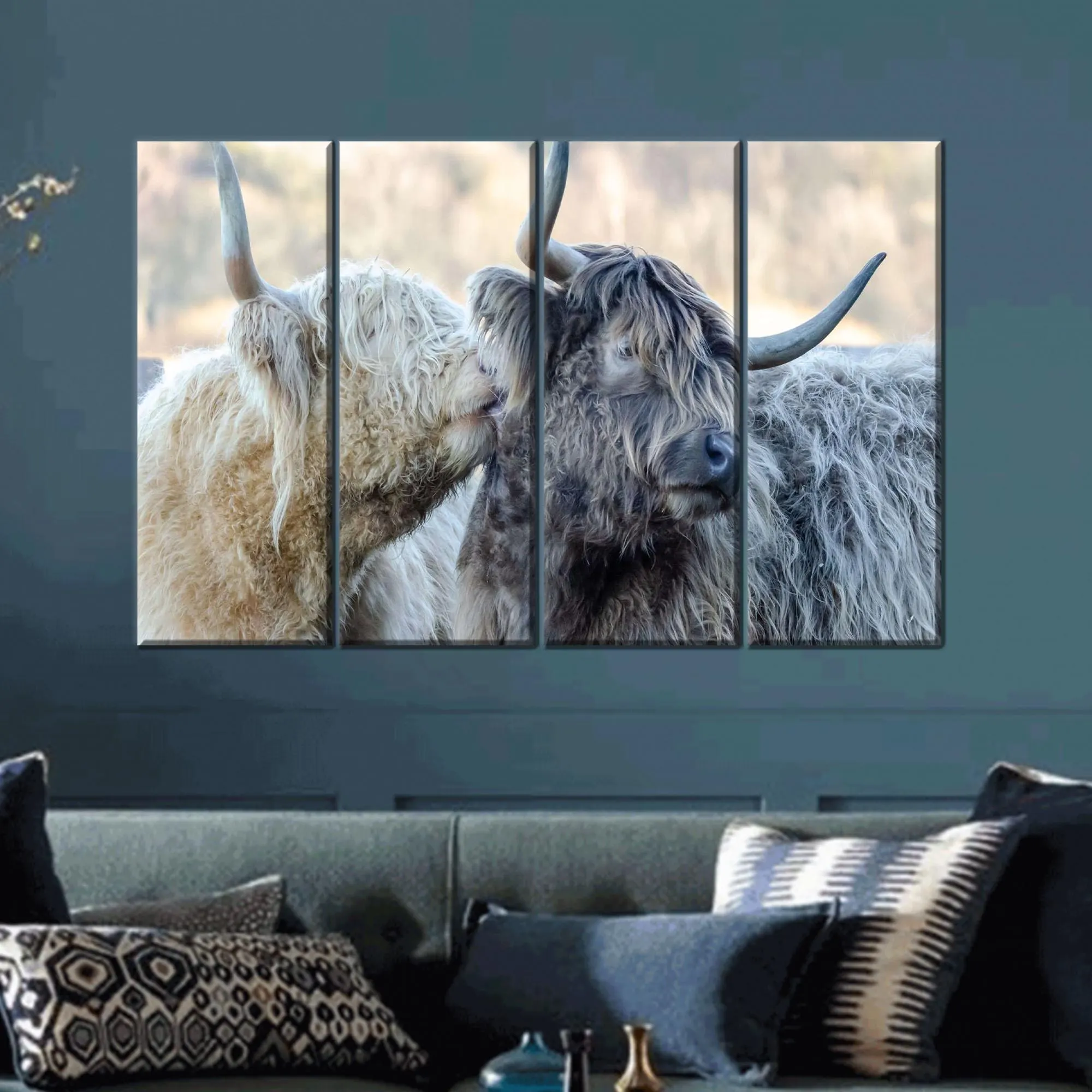 Two Ox Canvas Poster,Cow Printed,Bridesmaid Gift,Animal Canvas Decor,Ox Canvas Decor,Framed Wall Art,Boho Wall Decor,Bridesmaid Gifts,Christmas Decor Art,Canvas Wall Art,Handmade Gift,Decor Canvas,Personalized Gifts,