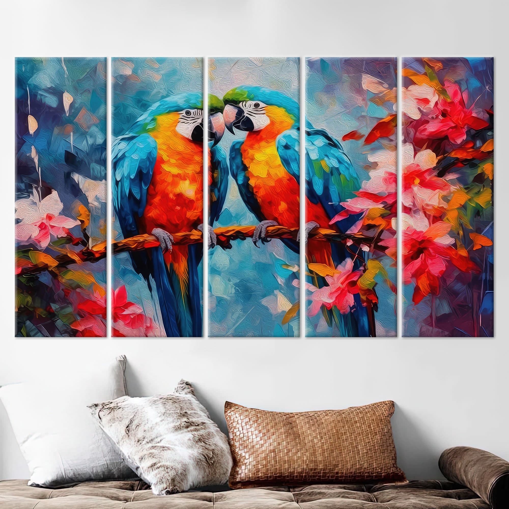 Animal Artwork, Parrot Couple Poster, Parrot Painting Print, Wall Art, Parrot Wall Decor, Gift Personalized, Modern Wall Decor, Abstract Art - image 5