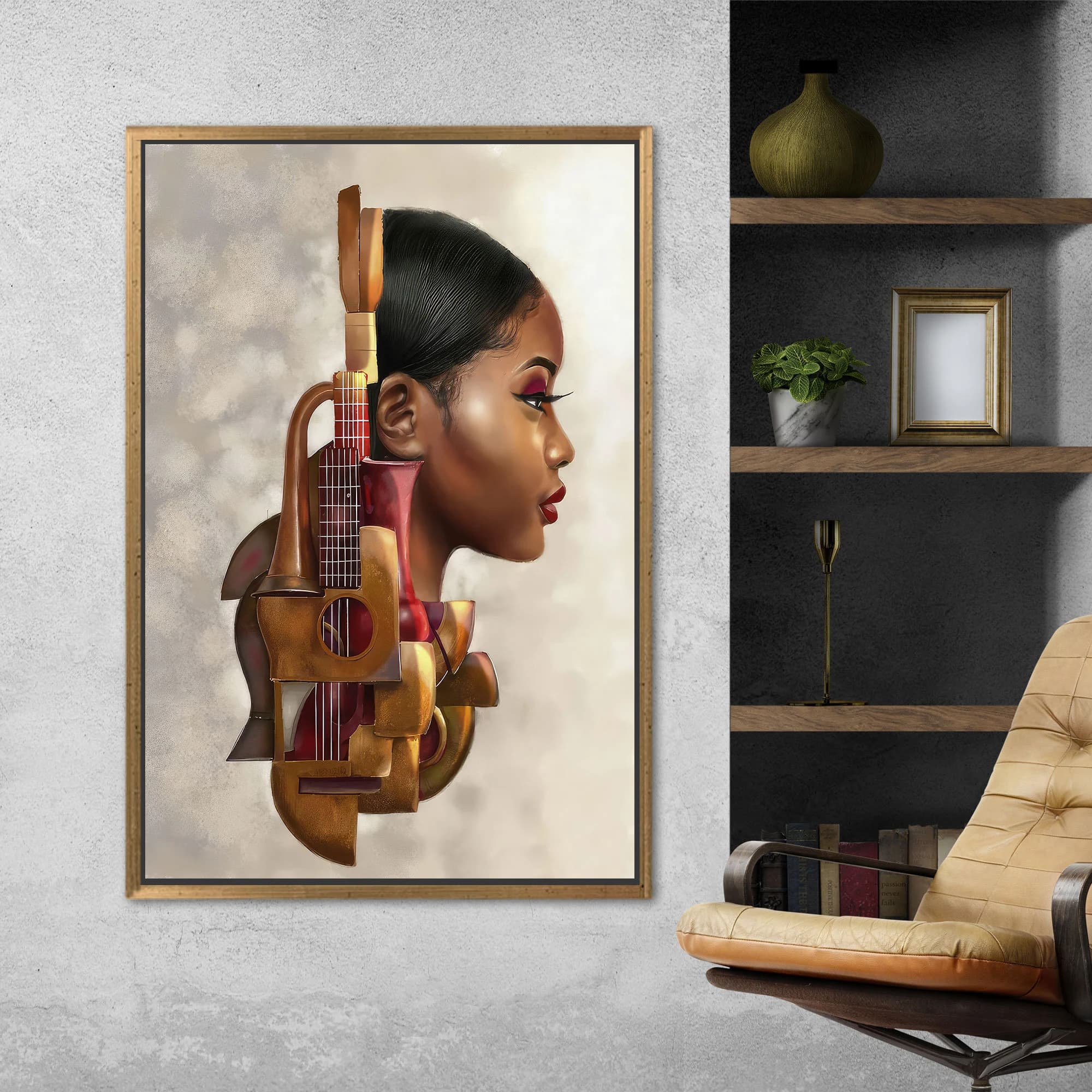Office Decor Art, Gift For The Home, Music Room Wall Decor, Violin Wall Art, Abstract Canvas, Musician Woman Canvas, Printable Wall Art,