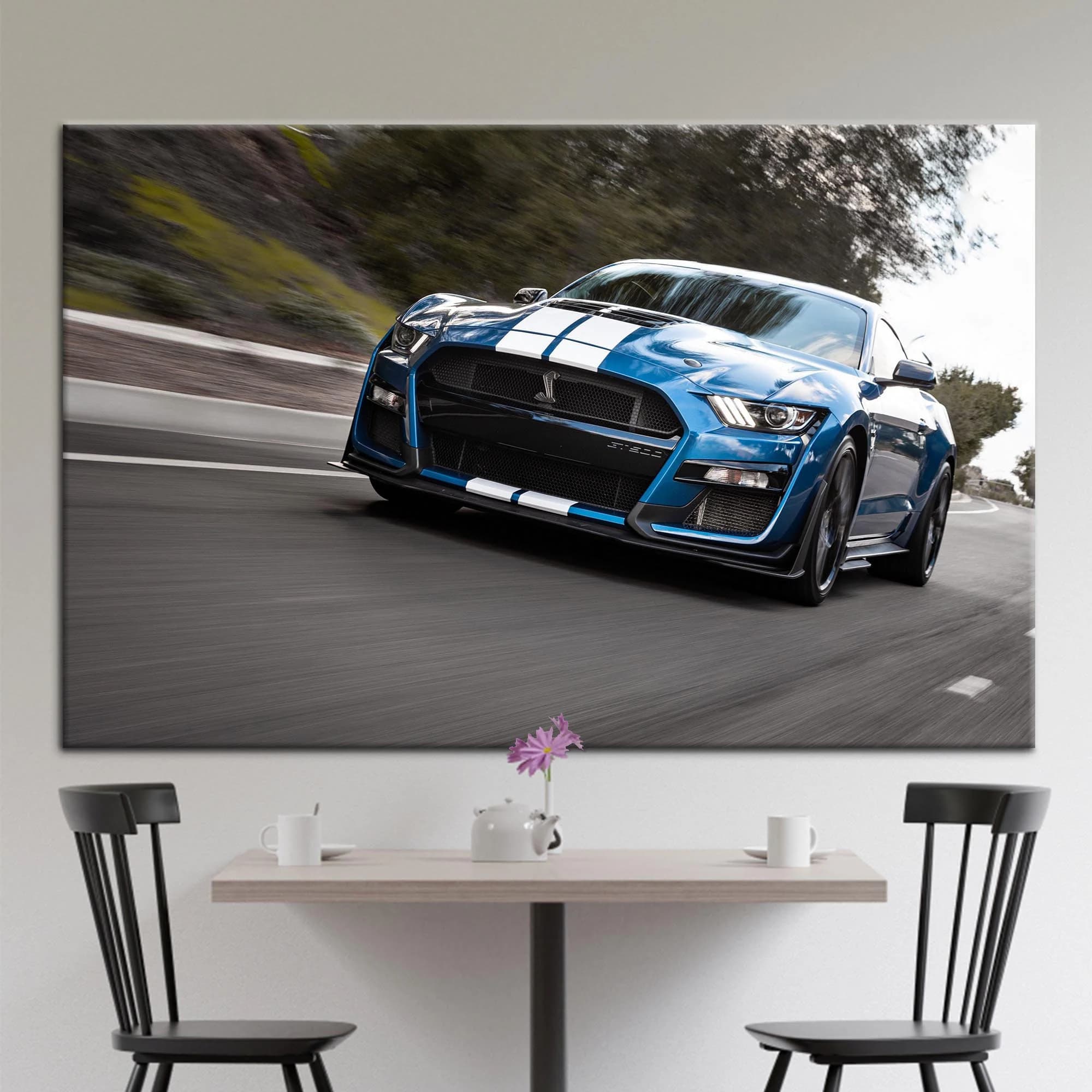 Car Photo Canvas Art, Blue Car Canvas Art, Ford Car Art, Mustang Lover Gift Canvas Art, Car Art, Ford Poster, Garage Art,