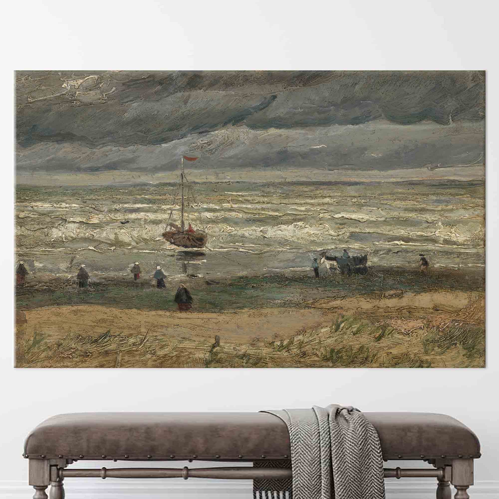 Beach at Scheveningen in Stormy Weather, Landscape Art, Beach at Scheveningen Wall Art, Van Gogh Sea View Canvas,