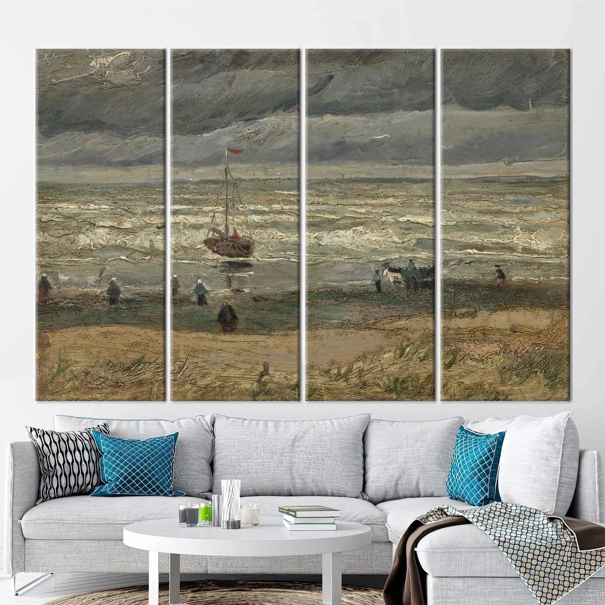 Beach at Scheveningen in Stormy Weather, Landscape Art, Beach at Scheveningen Wall Art, Van Gogh Sea View Canvas, - image 4