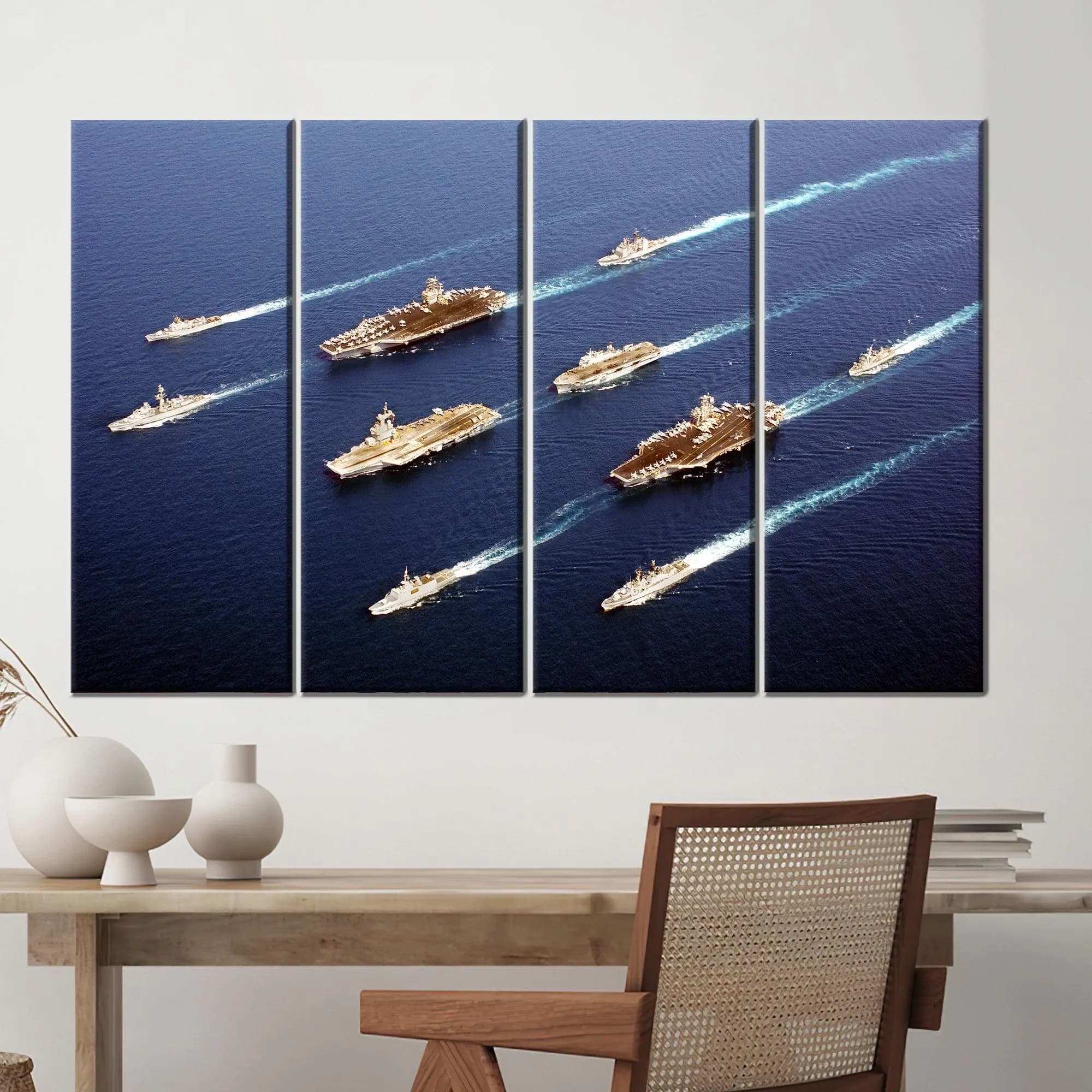 Navy Fleet Canvas Wall Art, Military Battleship Poster, Aircraft Carrier Ocean Print for Office or Man Cave Decor - image 4