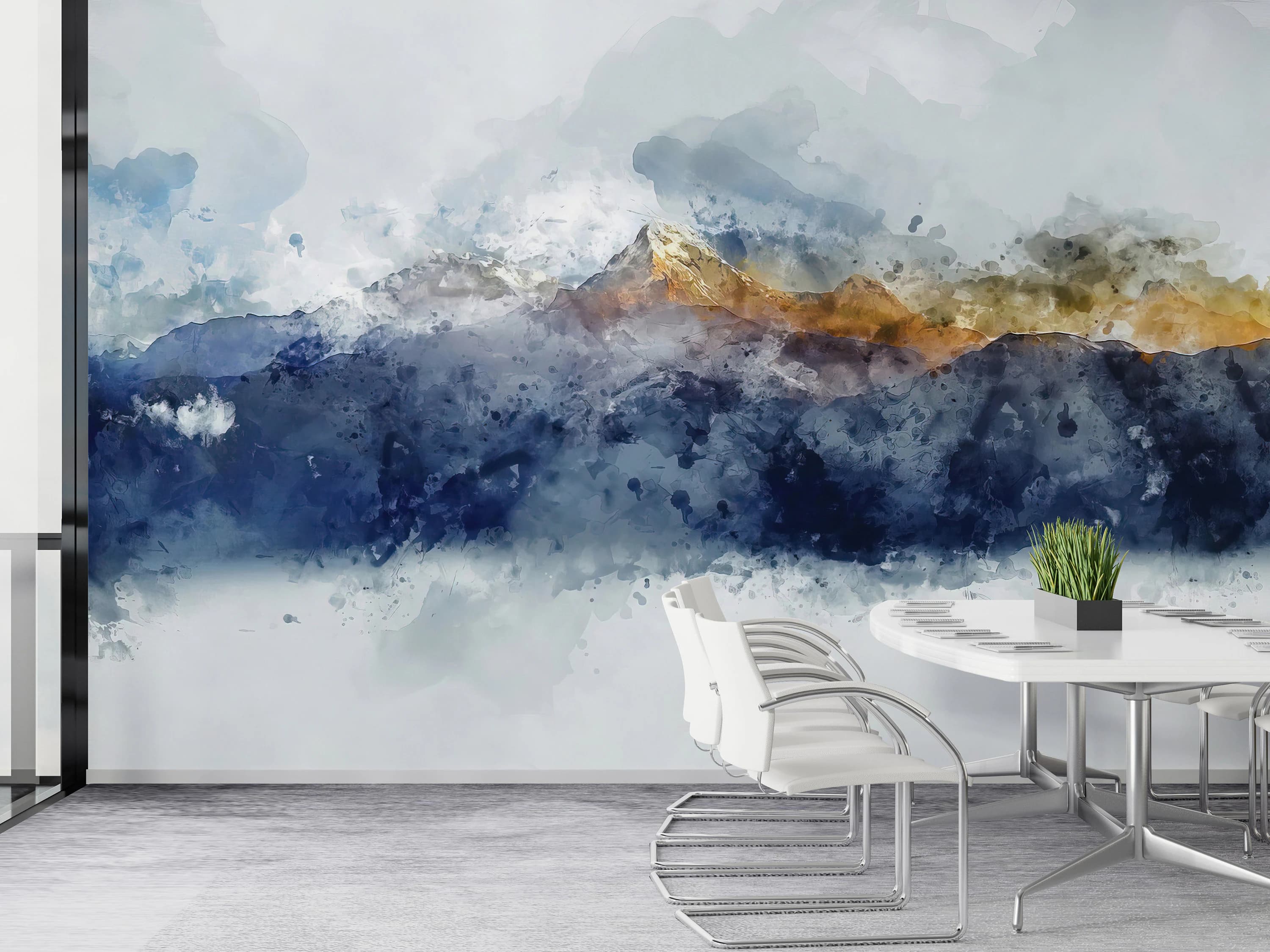 Watercolor Mountain Printing, Modern Wallpaper, Mountain View Wallpaper, Watercolor Mountain Wall Art, Abstract Mountain Wall Mural, - image 5