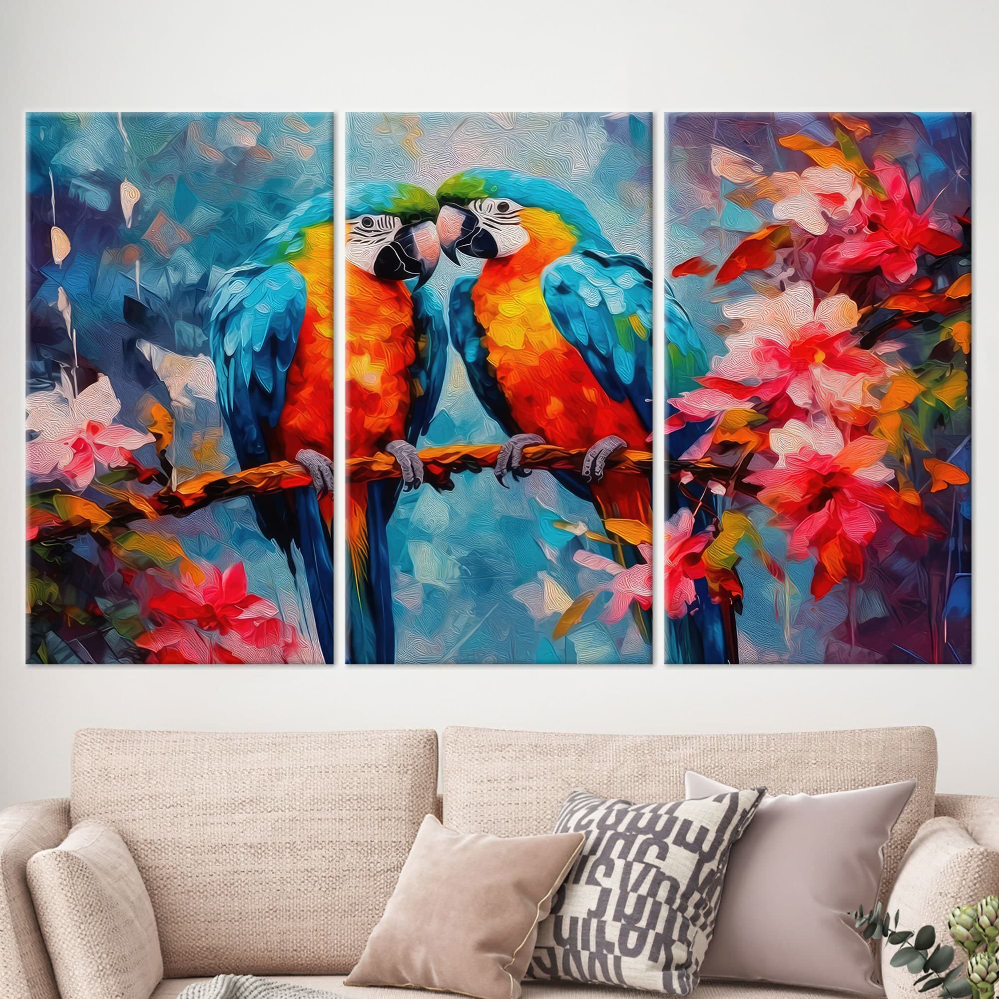 Animal Artwork, Parrot Couple Poster, Parrot Painting Print, Wall Art, Parrot Wall Decor, Gift Personalized, Modern Wall Decor, Abstract Art - image 3
