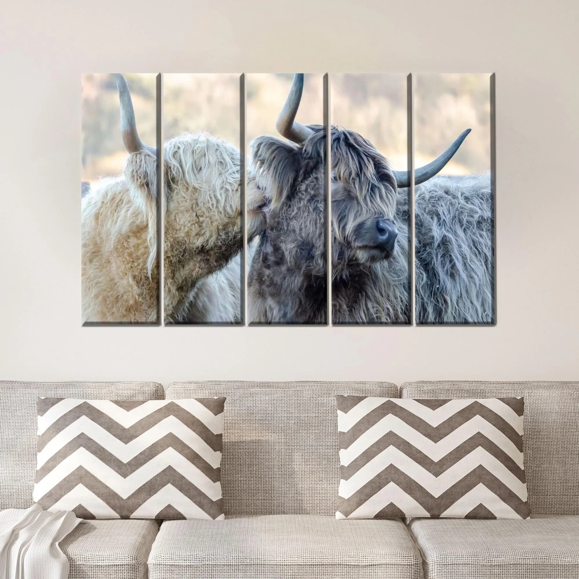 Two Ox Canvas Poster,Cow Printed,Bridesmaid Gift,Animal Canvas Decor,Ox Canvas Decor,Framed Wall Art,3D Wall Art,Wedding Decor Art,Gift For Her,Minimalist Wall Art,Wall Decoration,Framed Canvas,Kitchen Decor Art,