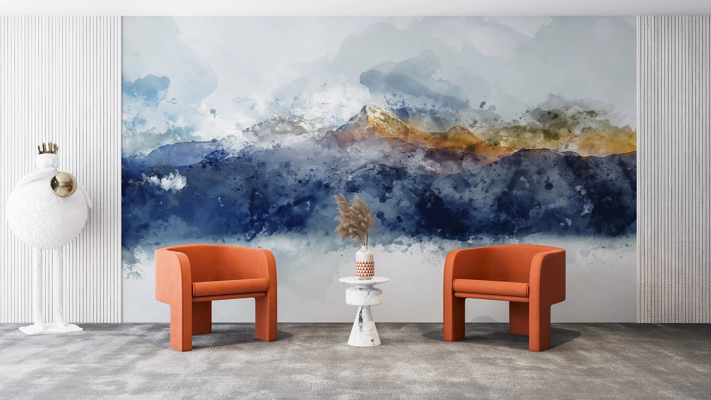 Watercolor Mountain Printing, Modern Wallpaper, Mountain View Wallpaper, Watercolor Mountain Wall Art, Abstract Mountain Wall Mural, - image 3