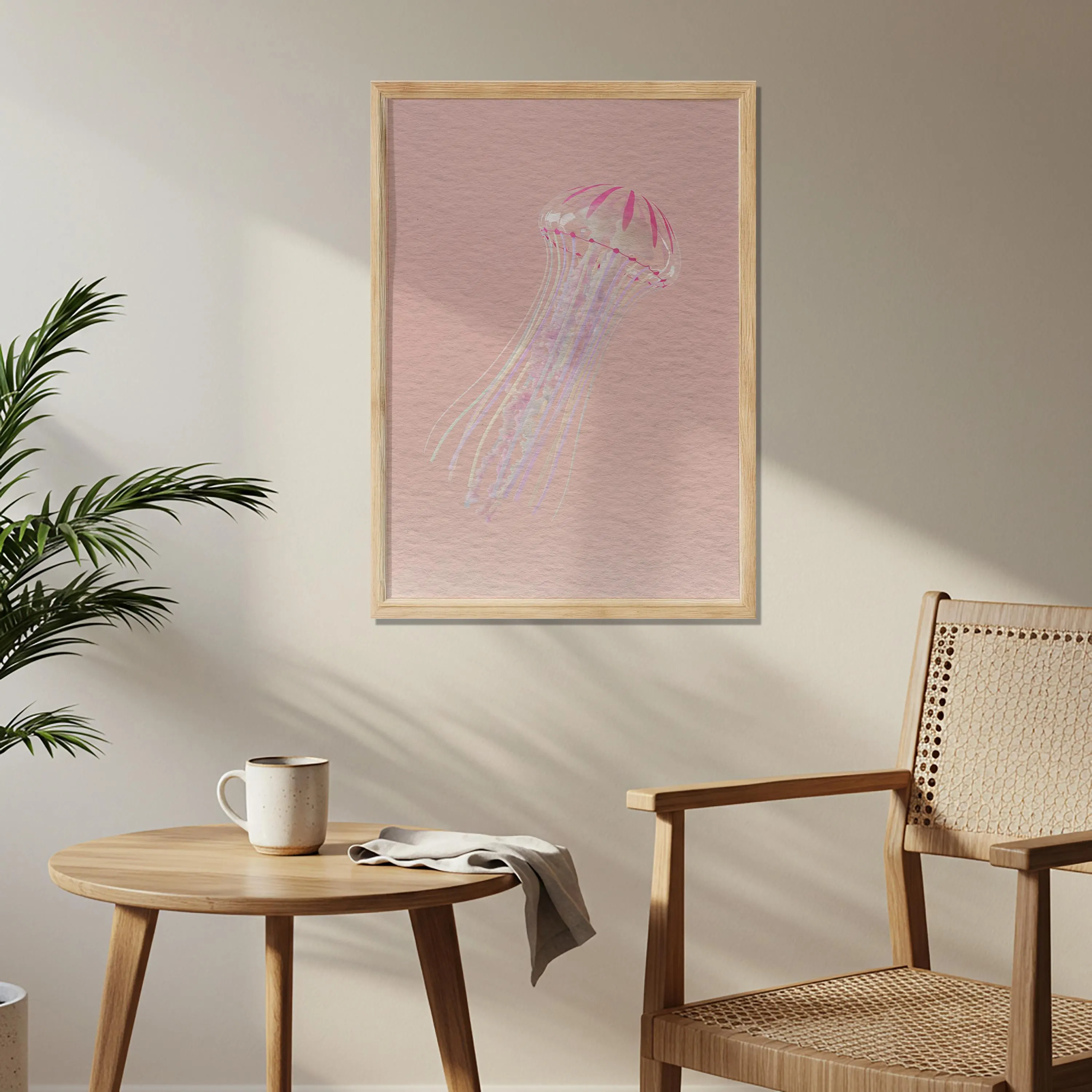 Pink Jellyfish Wall Art | Minimal Pastel Ocean Poster | Serene Underwater Artwork - image 5
