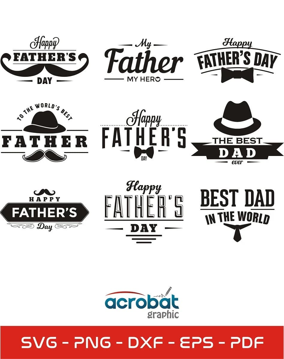 Father's Day SVG Bundle, Dad Quotes Clipart (PNG, PDF, Dxf, Eps)