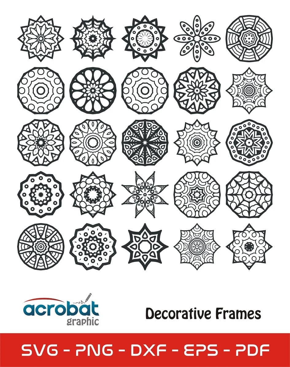 Mandala Circle SVG Bundle, 50 Laser Cut Vectors (Digital Download) - image 4