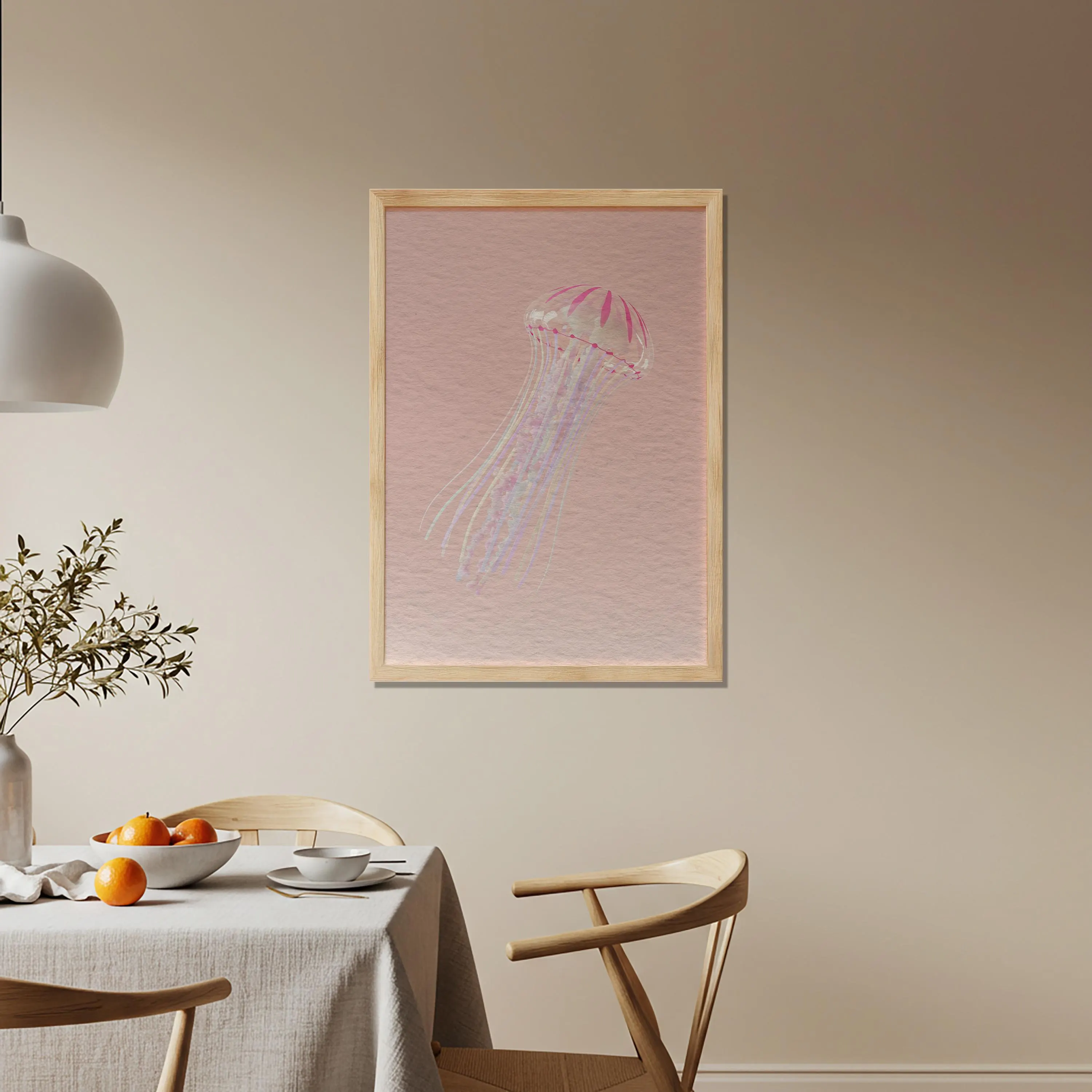 Pink Jellyfish Wall Art | Minimal Pastel Ocean Poster | Serene Underwater Artwork - image 4