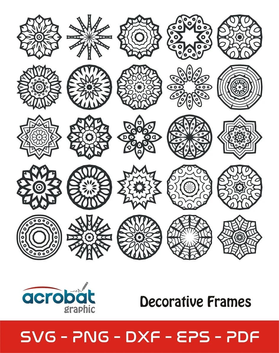 Mandala Circle SVG Bundle, 50 Laser Cut Vectors (Digital Download) - image 3
