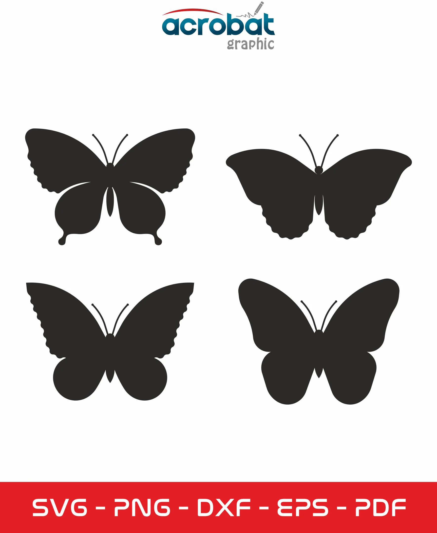 Butterfly Silhouette SVG Bundle, Insect Clipart (Digital Download) - image 5
