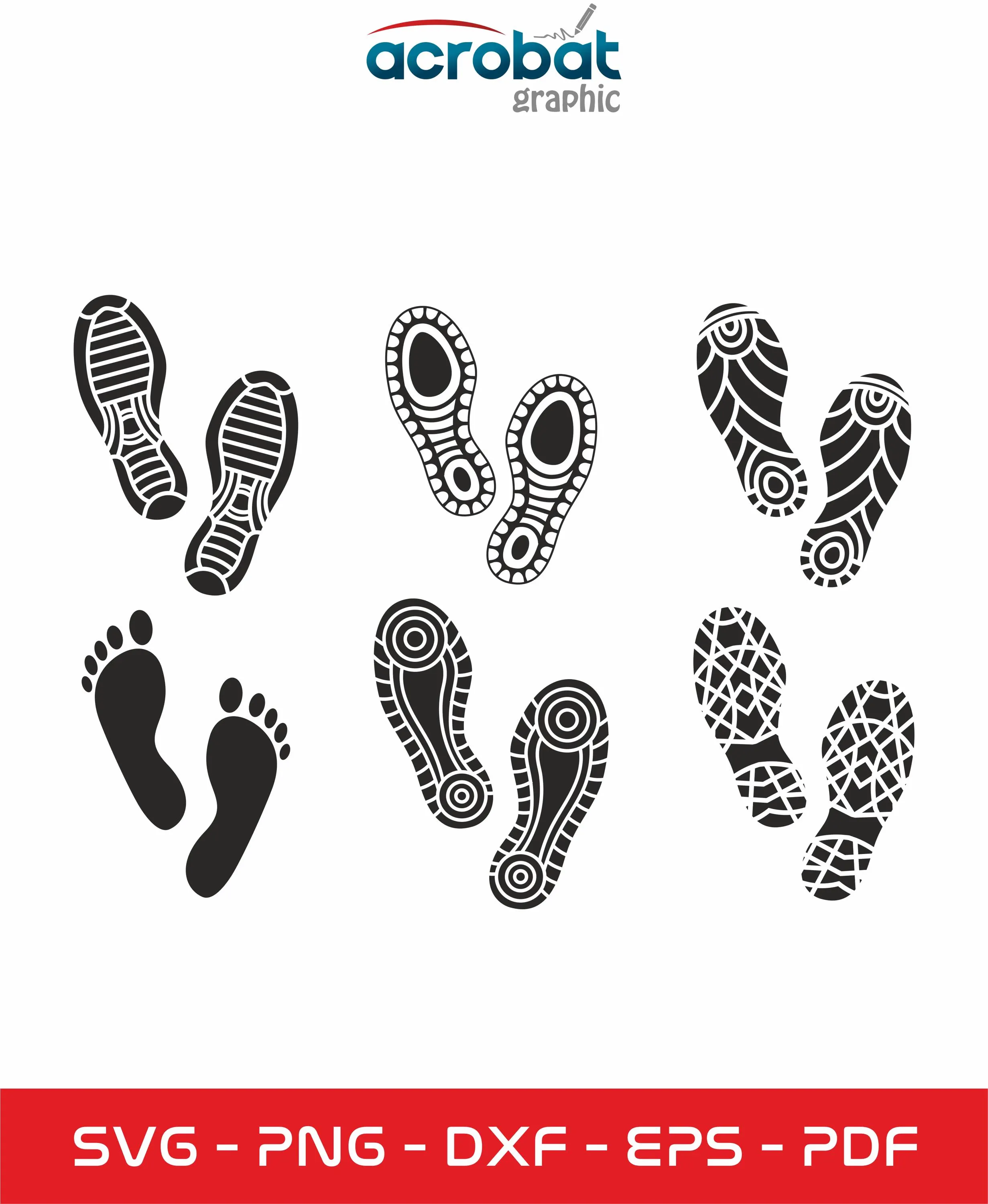 Footprint SVG Bundle: Shoe Print Vector Graphics for Cricut (Digital Download)