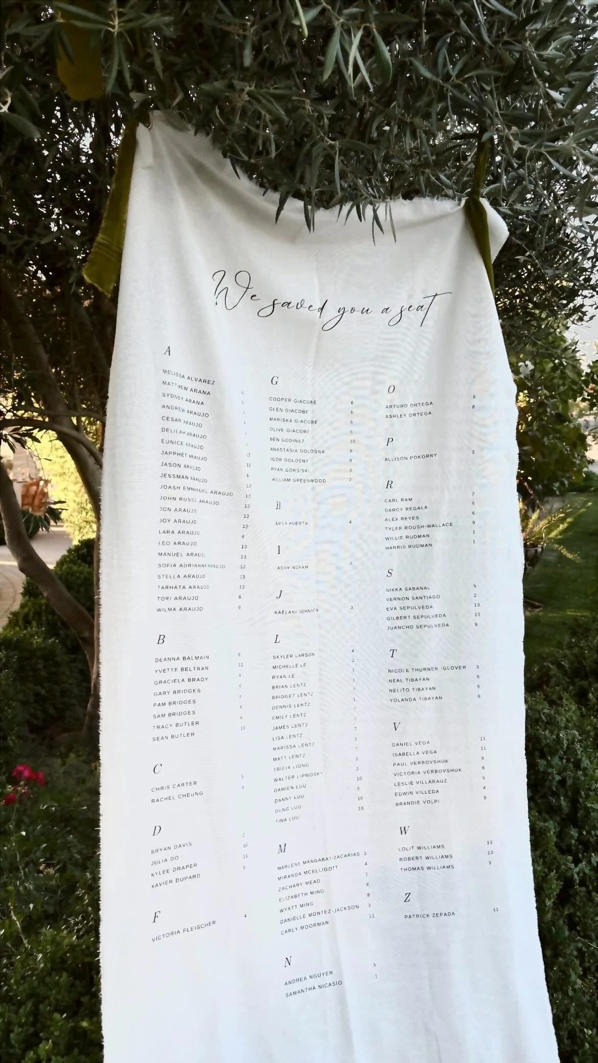 Linen Fabric Wedding Seating Chart, Fabric Wedding Table Plan, Personalised Wedding Seating Chart Sign, Fabric Sign