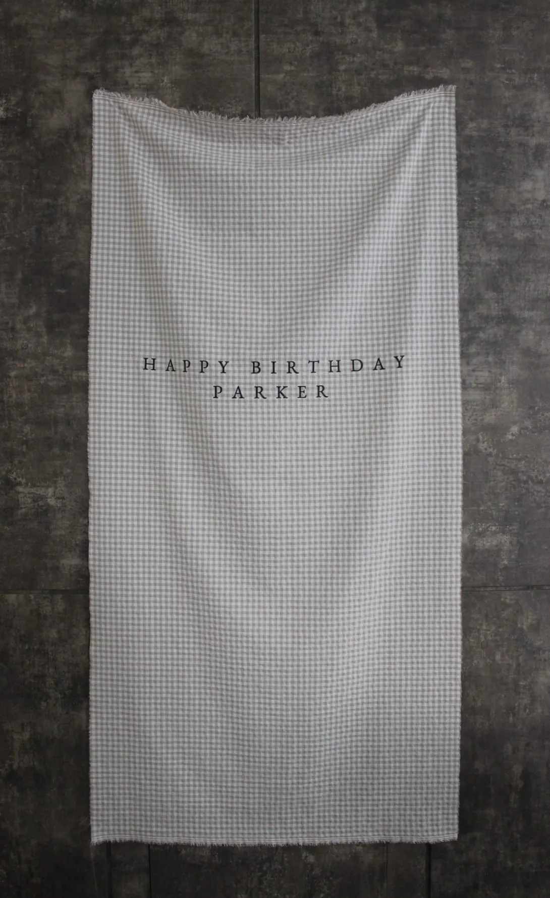 Personalised Plaid Fabric Birthday Sign, Birthday Banner, Custom Birthday Banner, Fabric Sign, Fabric Birtday Sign, Tan Gingham Fabric - image 4