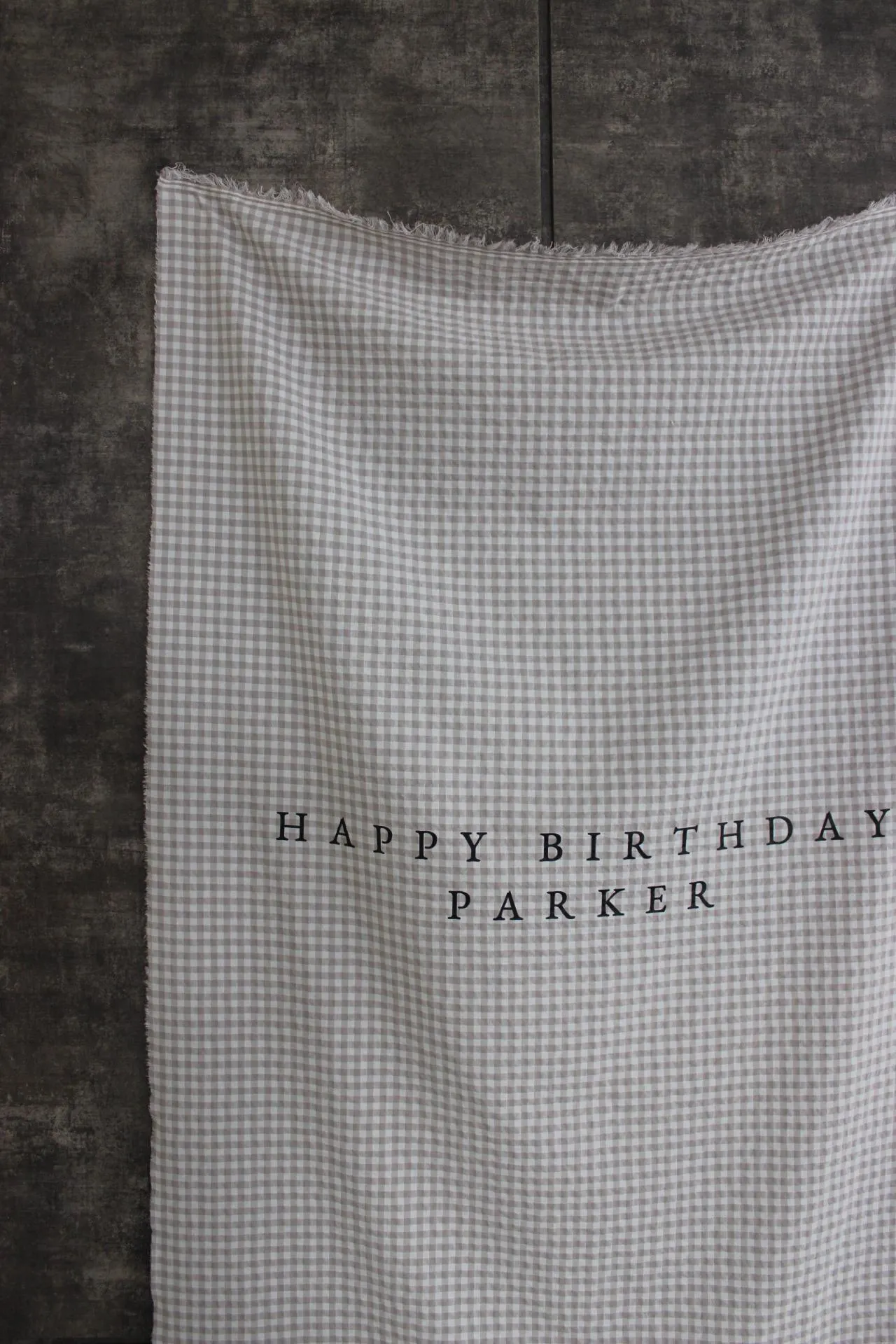 Personalised Plaid Fabric Birthday Sign, Birthday Banner, Custom Birthday Banner, Fabric Sign, Fabric Birtday Sign, Tan Gingham Fabric - image 5