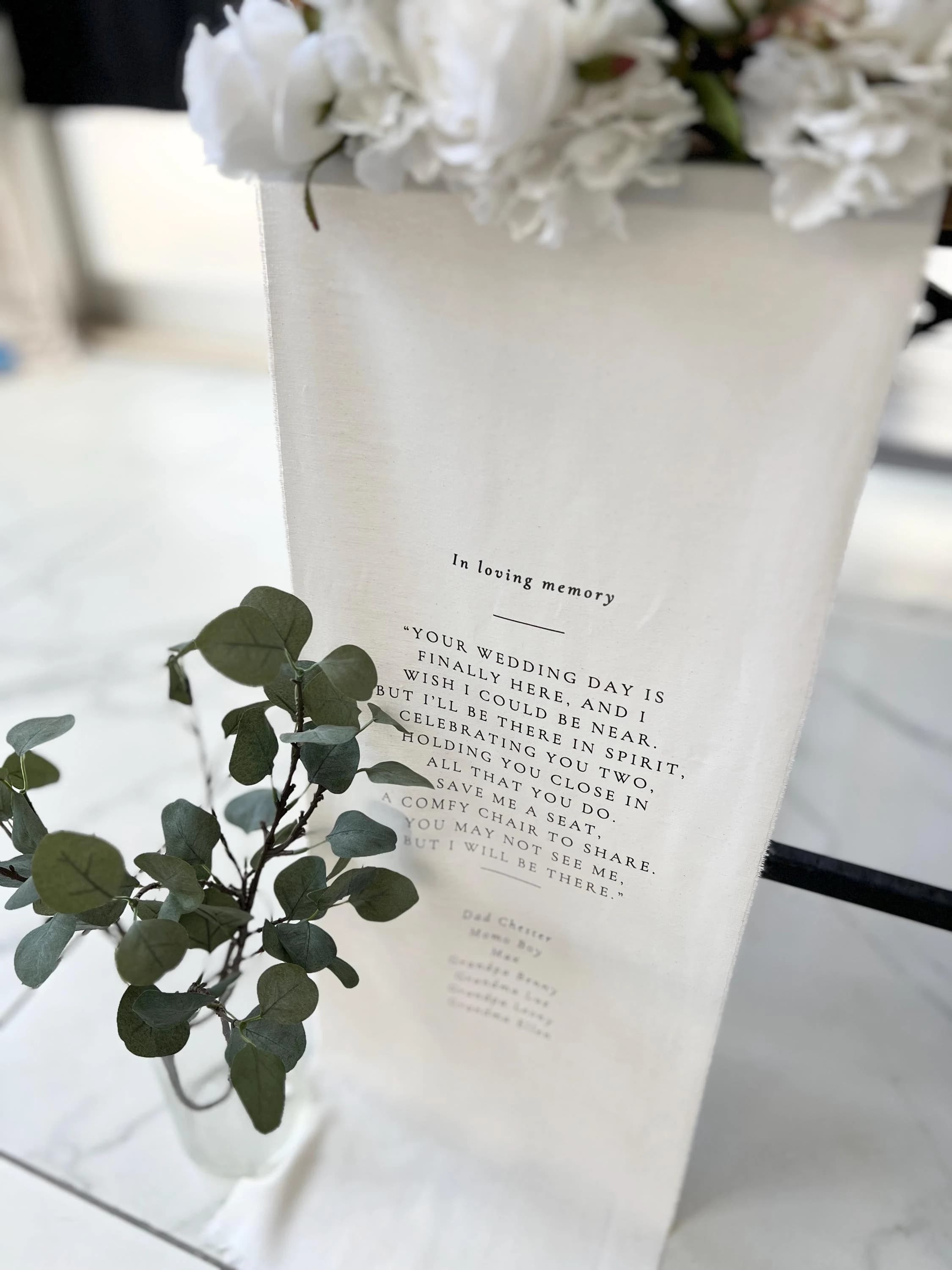 Custom Memorial Wedding Sign, Reserved Wedding Memorial Chair Sign, Personalized Fabric Sign, Wedding Chair Banner In Memory Of Loved Ones - image 3