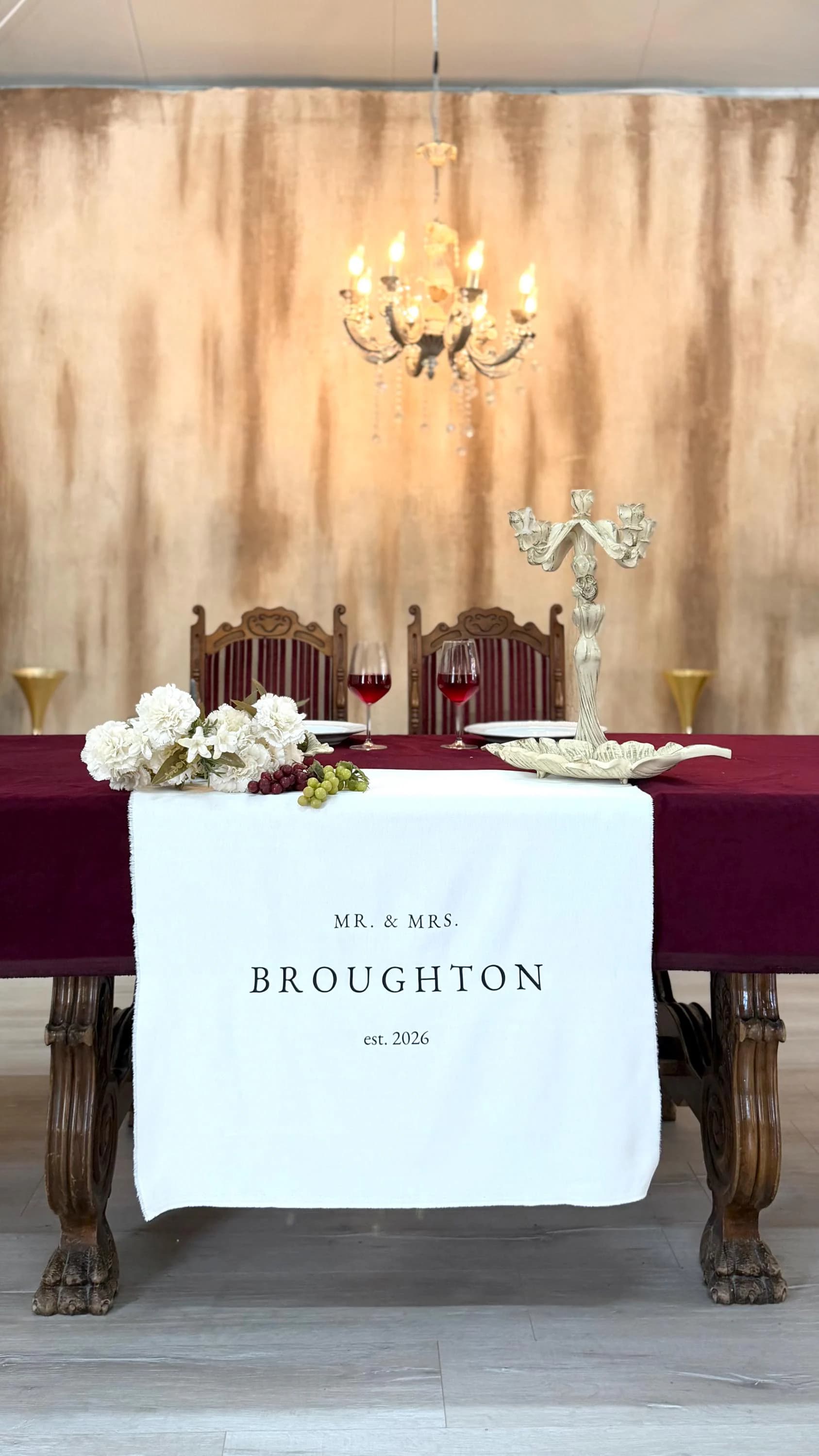 Custom Wedding Table Runner, Sweetheart Table Decor, Custom Sweetheart Table Runner, Wedding Table Decor