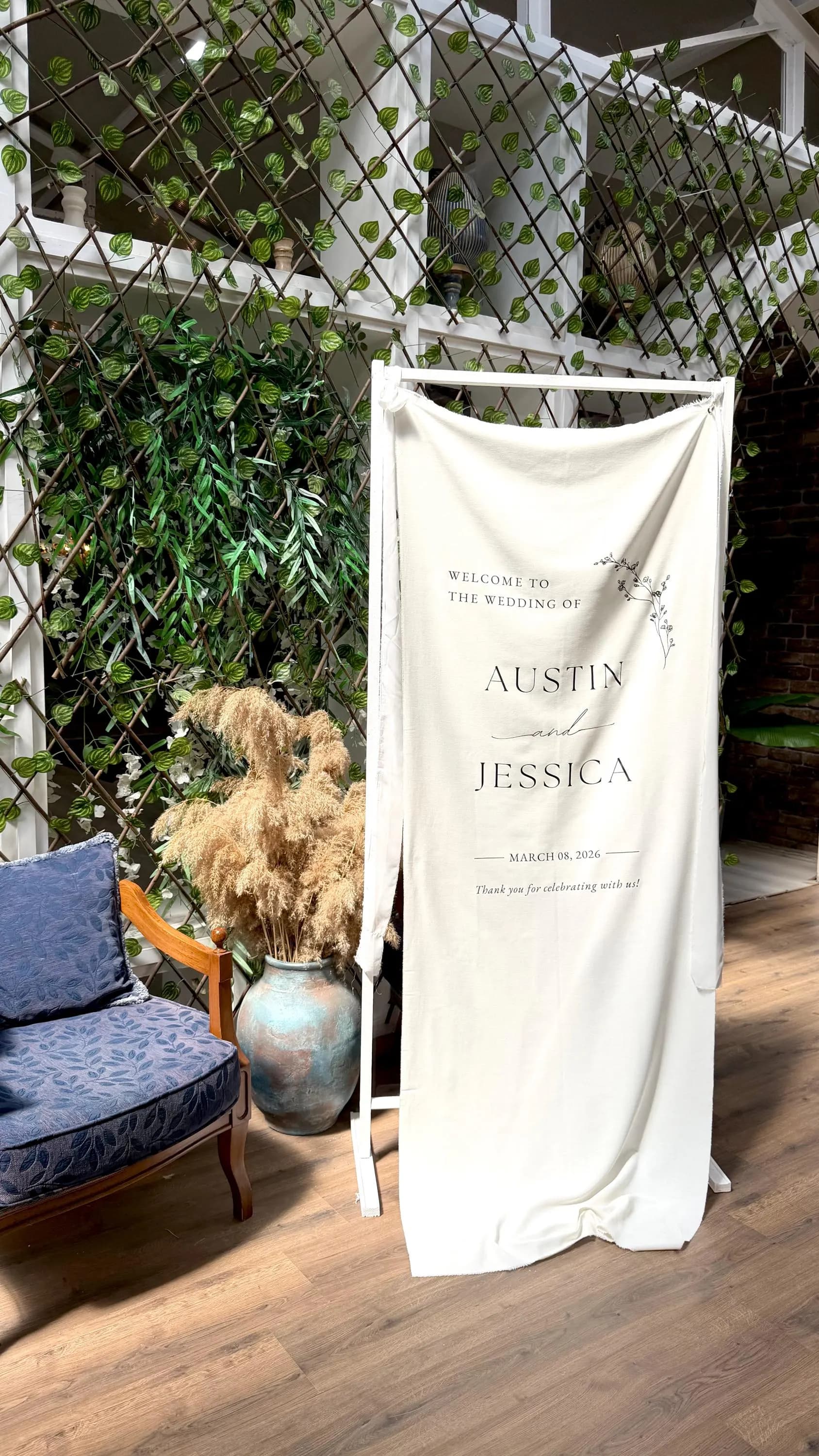 Custom Welcome Sign, Fabric Wedding Sign, Custom Linen Wedding Sign, Linen Wedding Banner, Wedding Decoration, Engagement Party Sign