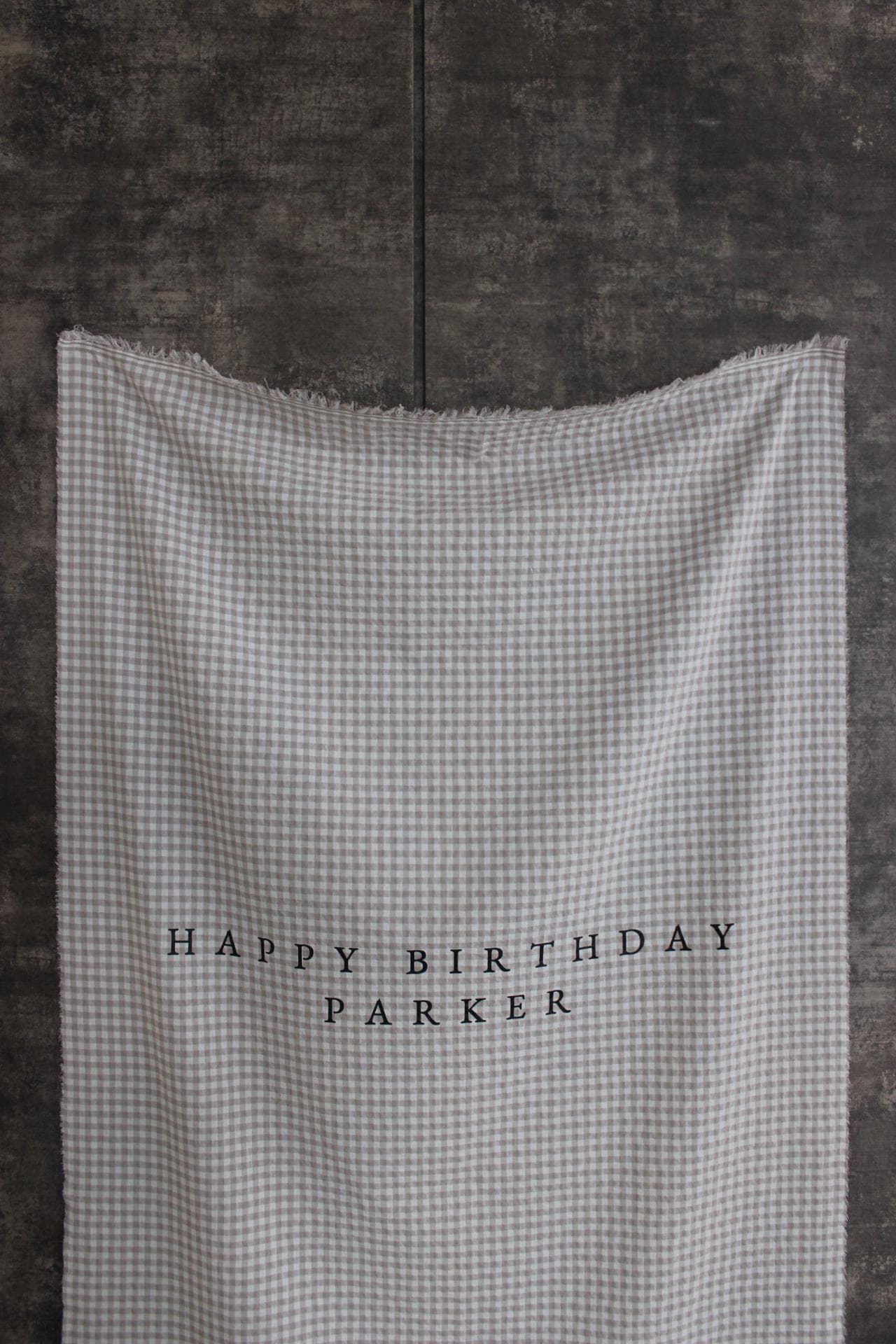 Personalised Plaid Fabric Birthday Sign, Birthday Banner, Custom Birthday Banner, Fabric Sign, Fabric Birtday Sign, Tan Gingham Fabric - image 2