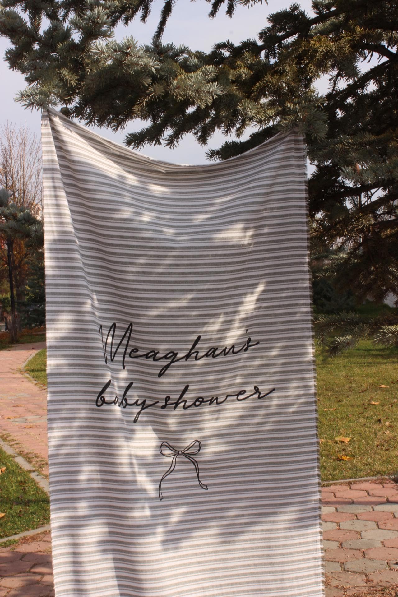 Stripe Sign for Baby Shower, Personalized Fabric Baby Shower Sign, Custom Baby Shower Sign, Custom Baby Shower Decor - image 3