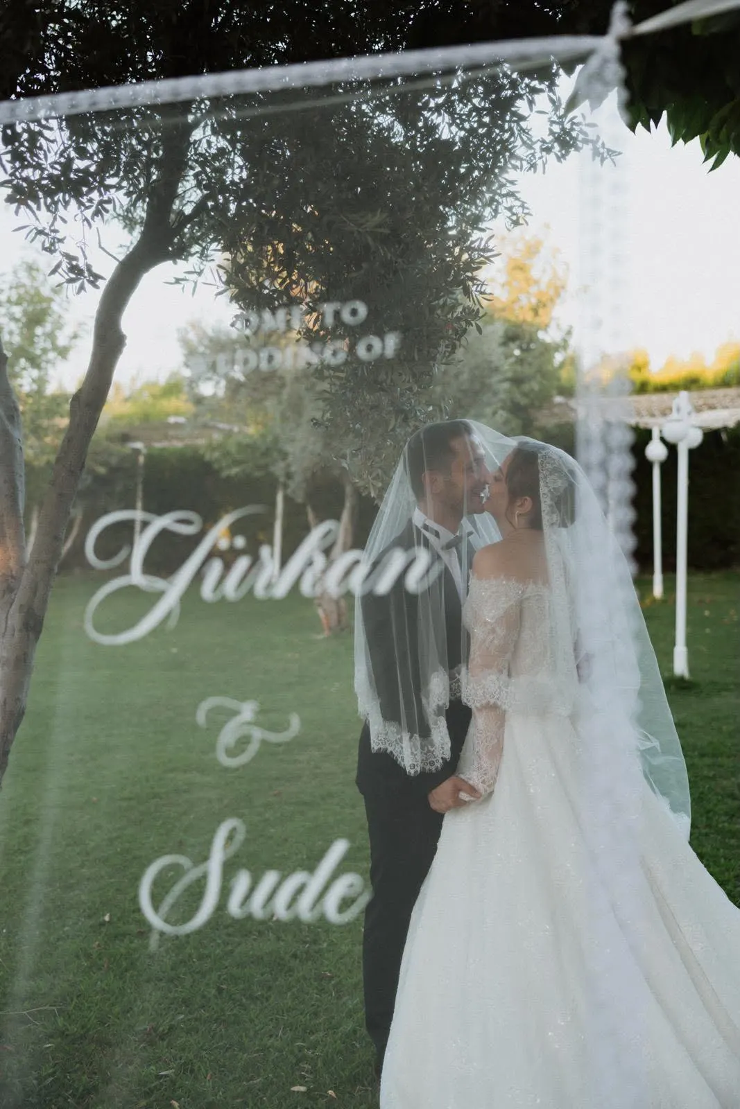 Custom Modern Wedding Banner, Personalized  Sheer Lace Wedding Welcome Sign - image 5