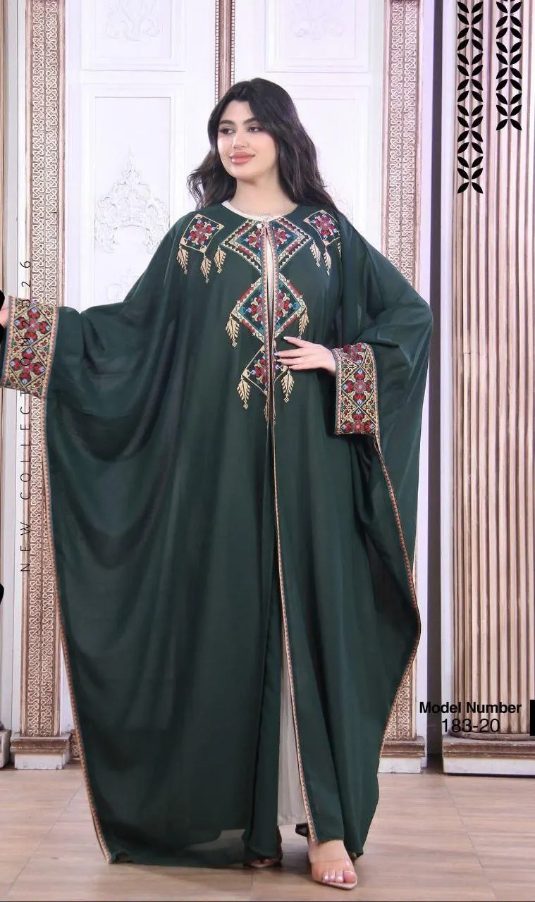 Embroidered Tatreez Abaya, Palestinian Heritage Wedding Dress Fabric, Handmade in Jordan