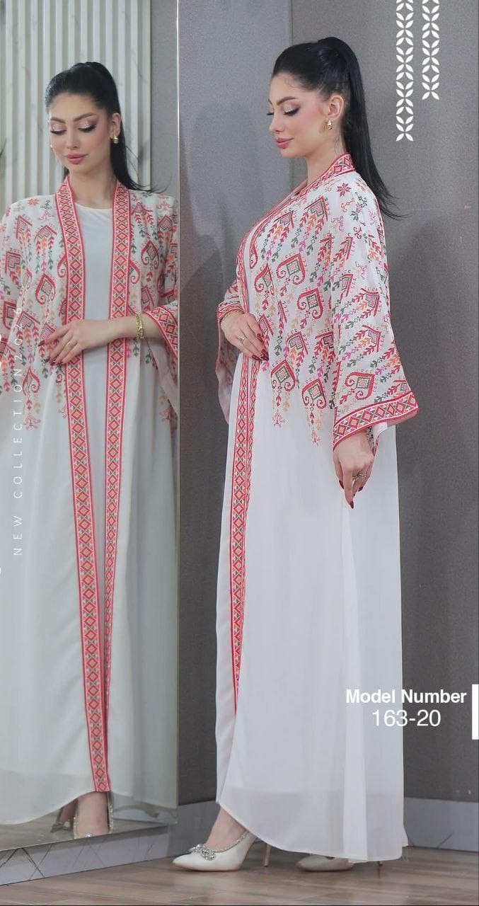 Tatreez Abaya Embroidery Thobe, Palestinian Heritage Wedding Dress Fabric - image 2
