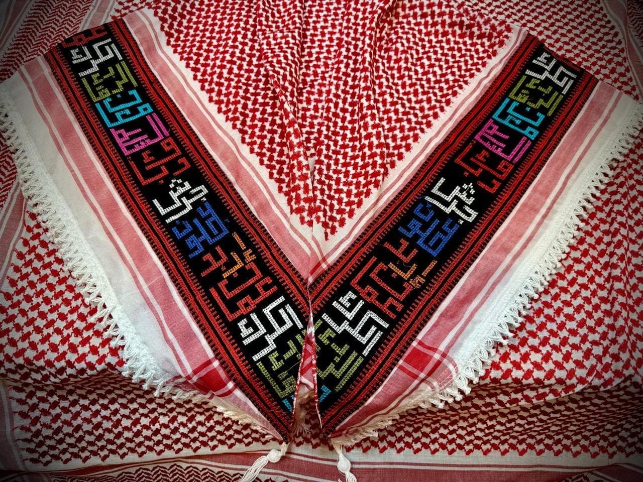 Handmade Tatreez Scarf, Palestine Embroidery, Fallahi Wedding Dress Fabric