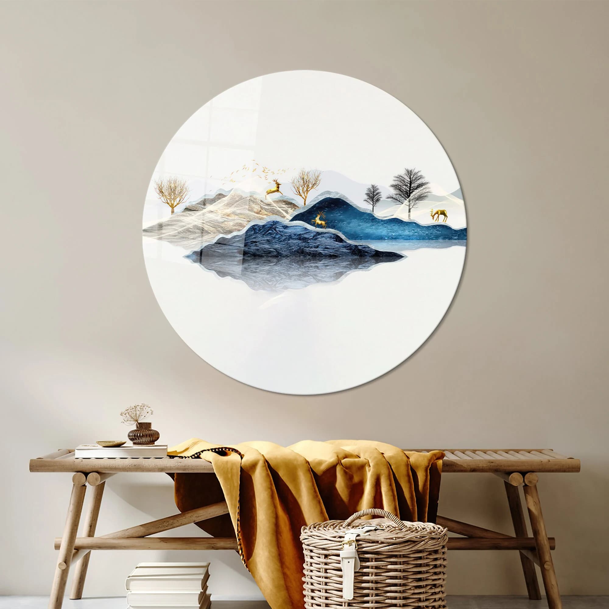 Glass Art,Abstract Mountain Wall Art,Landscape Wall Decoration,Glass Custom For Art,Glass Printing,Tree Tempered Glass,