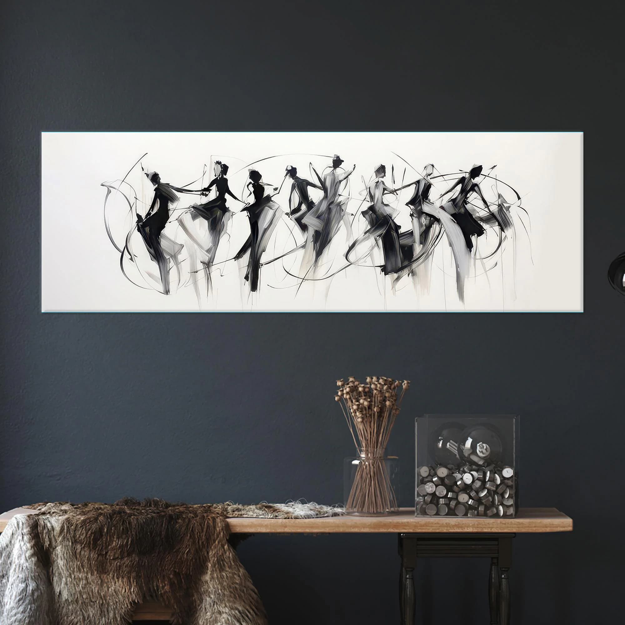 Abstract Dancer Canvas Art, Black and White Ballet Wall Decor, Modern Movement Poster Print, Elegant Dance Studio Wall Decoration