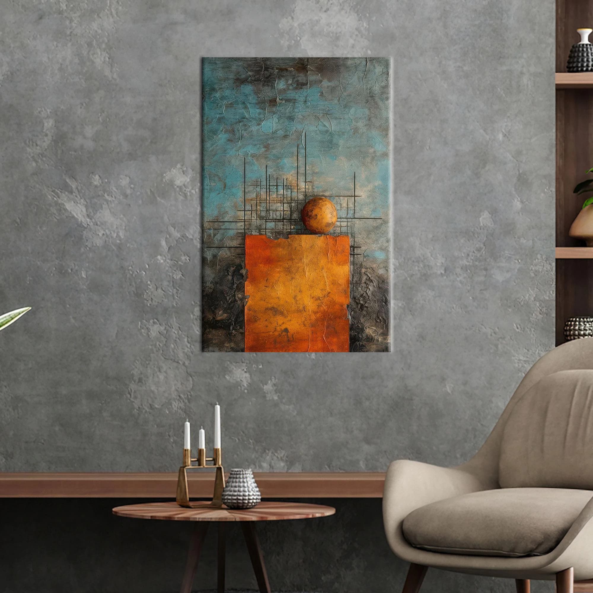 Orange Canvas, Gold Art, Canvas Gift Personalized, Living Room Wall Art, Abstract Canvas Decor, Modern Canvas Decor, Contemporary Art Decor,