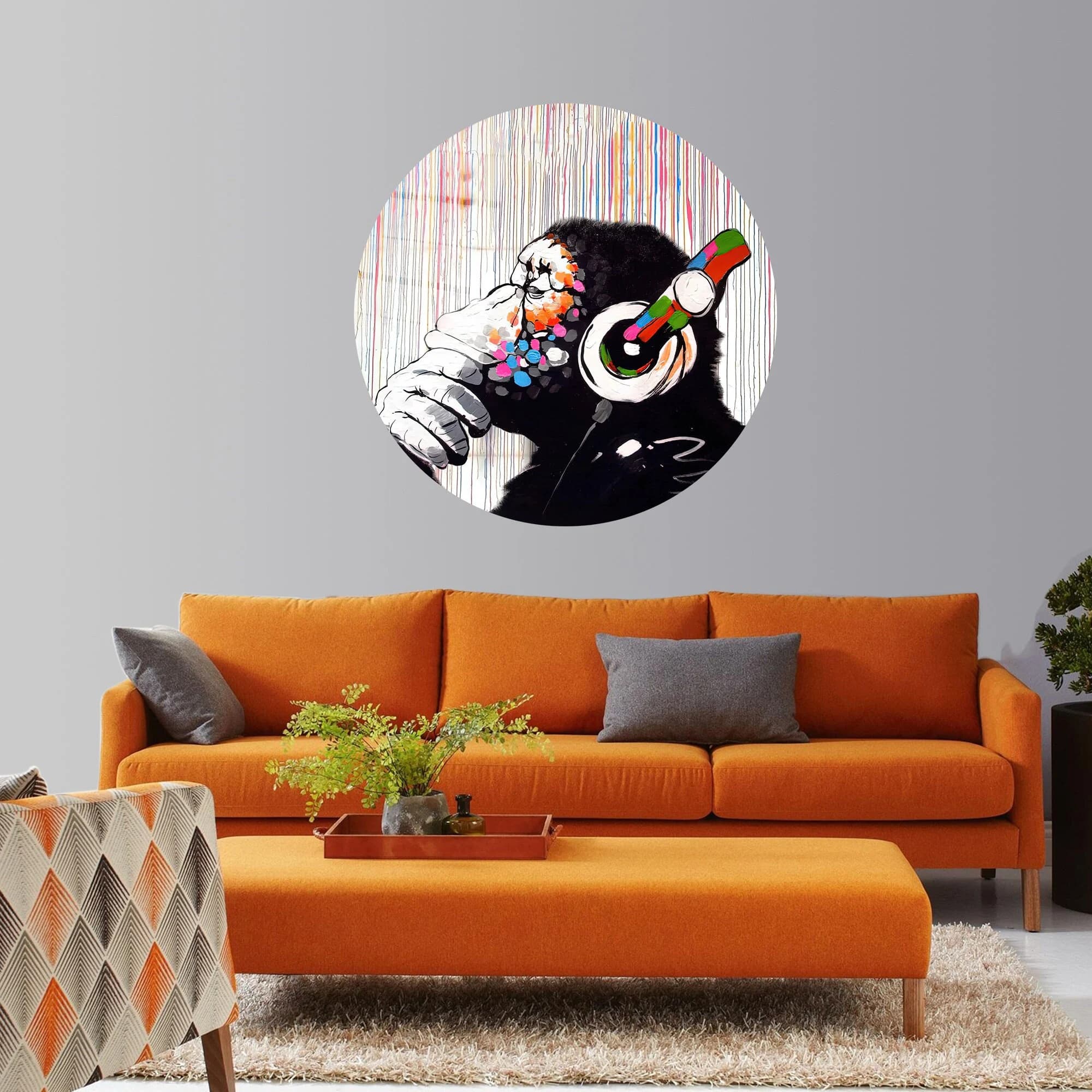 Wall Art,Painting Glass Wall Art,Glass Wall Art,Banksy Thinking Monkey,Glass Printing,Street Glass Wall Art,