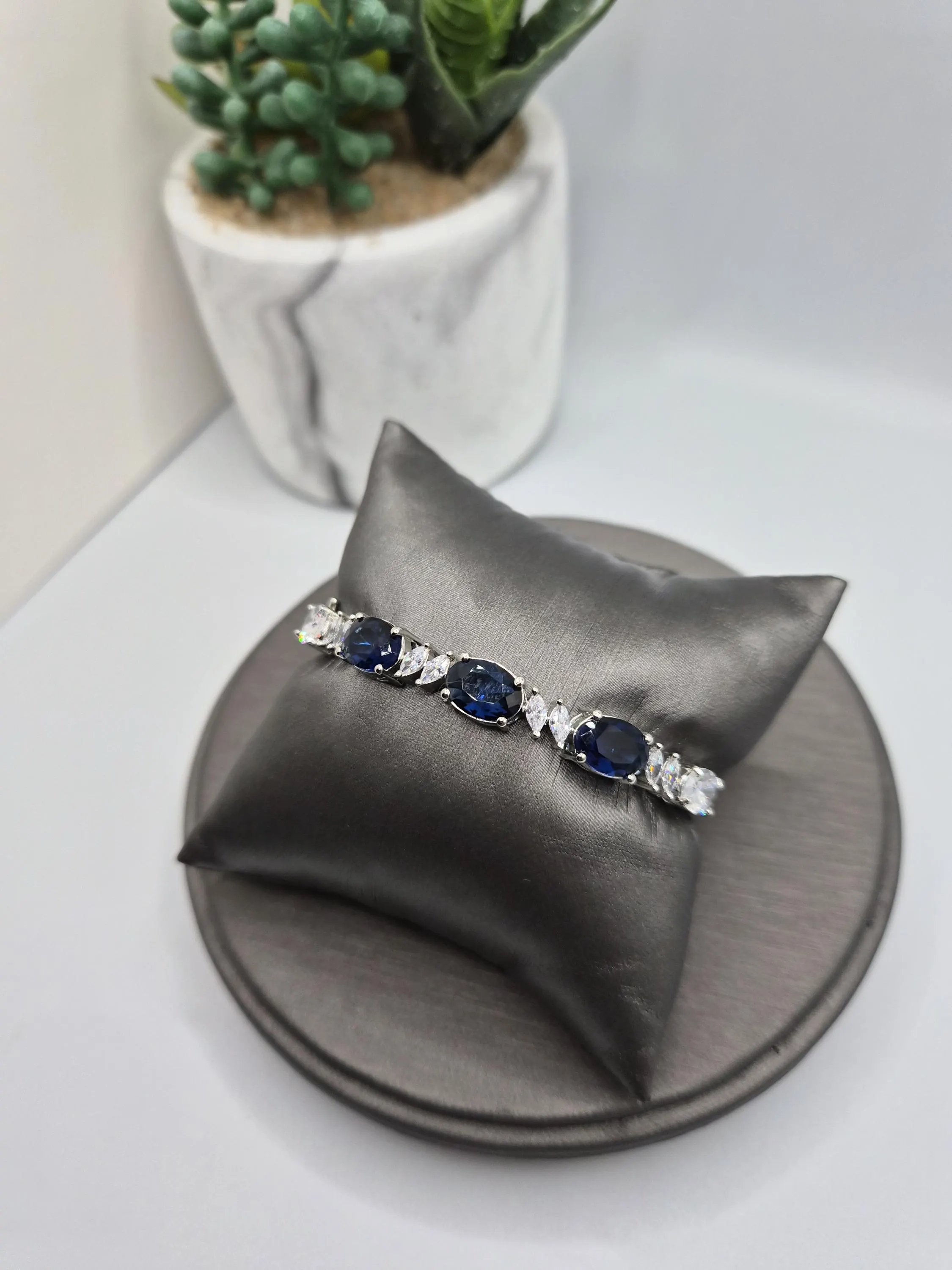 American Diamond bangle with blue stones