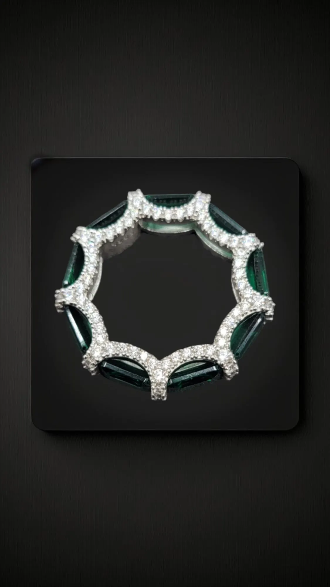 925 sterling silver band ring/silver ring/emerald green ring - image 4