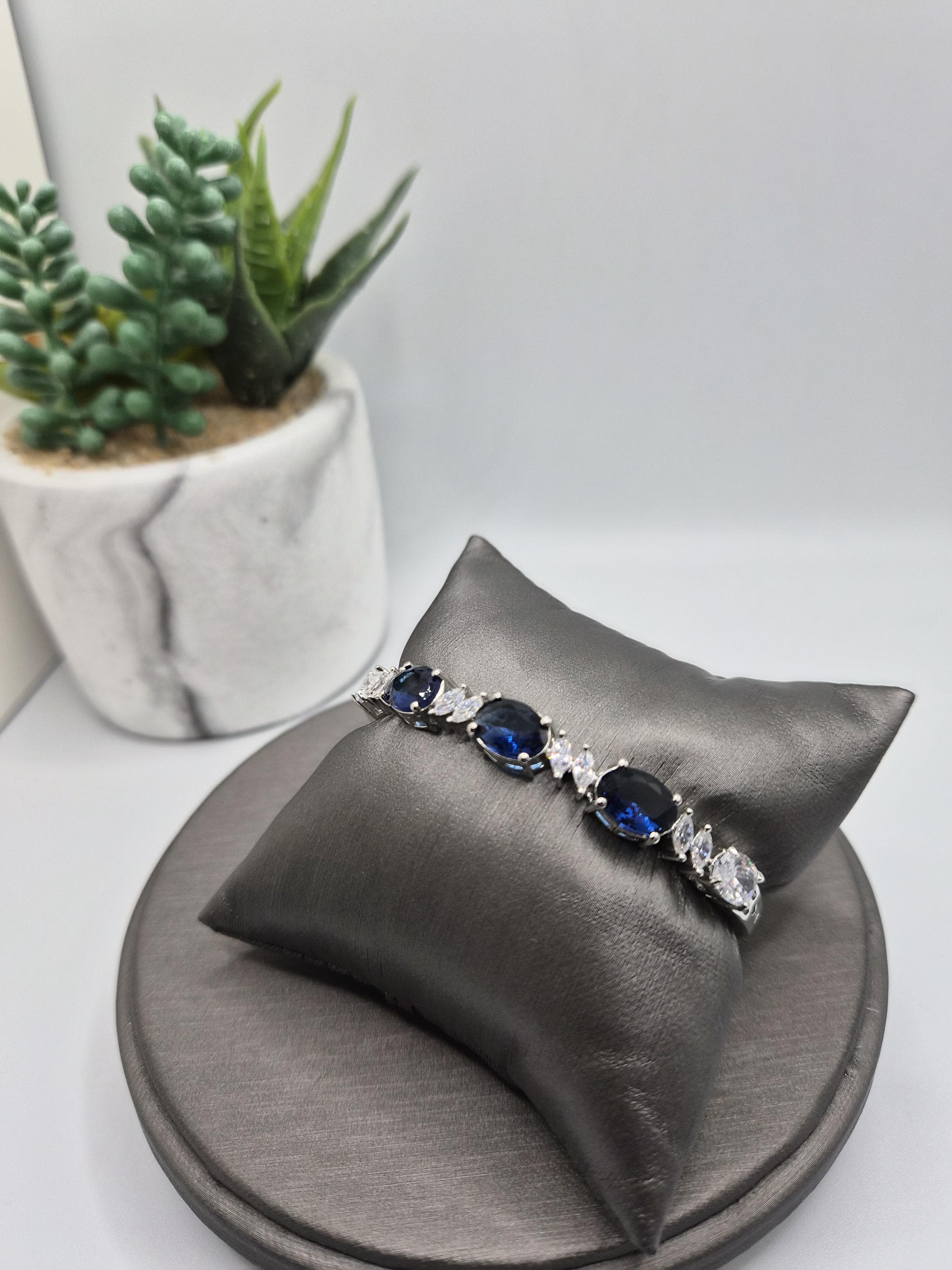 American Diamond bangle with blue stones - image 4