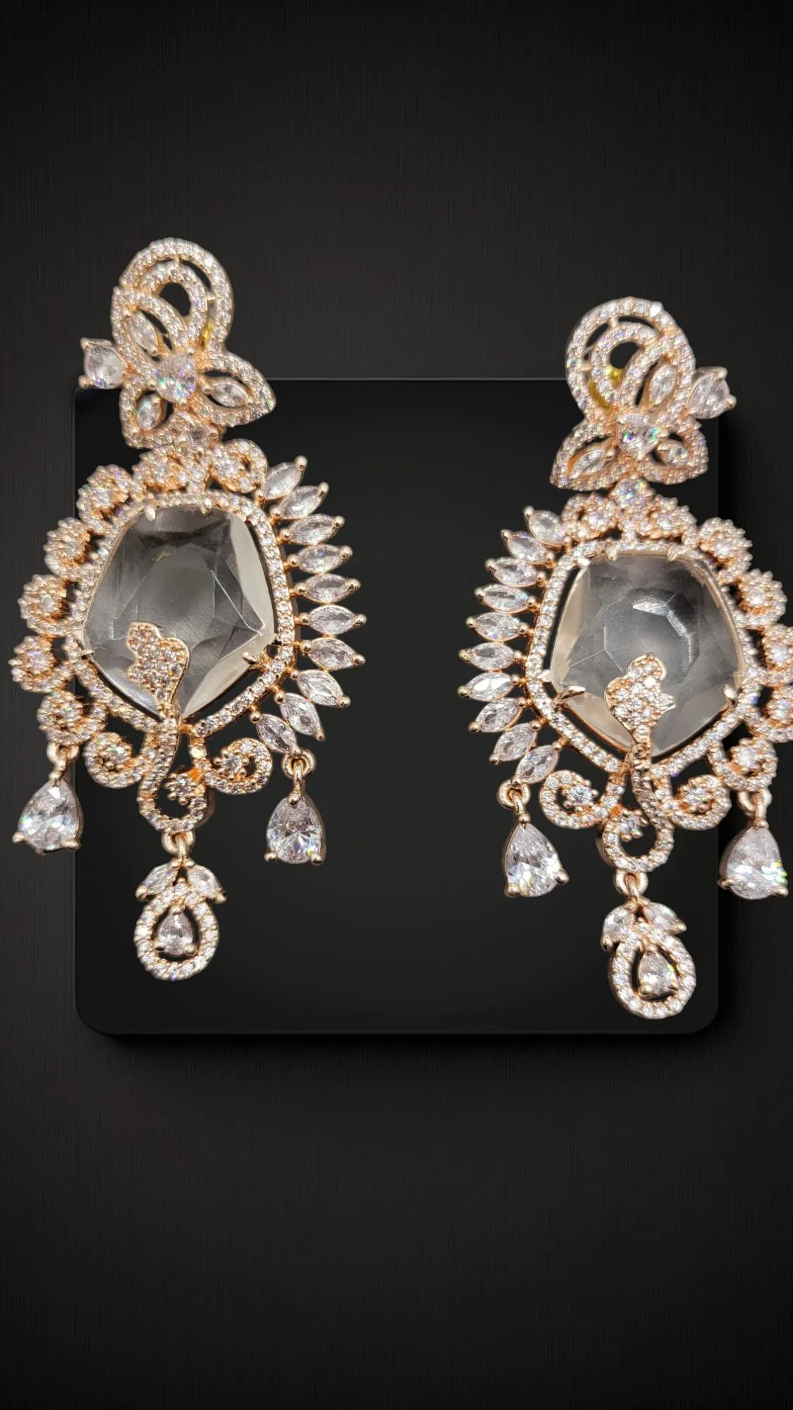 American Diamond earrings/rose gold earrings - image 4