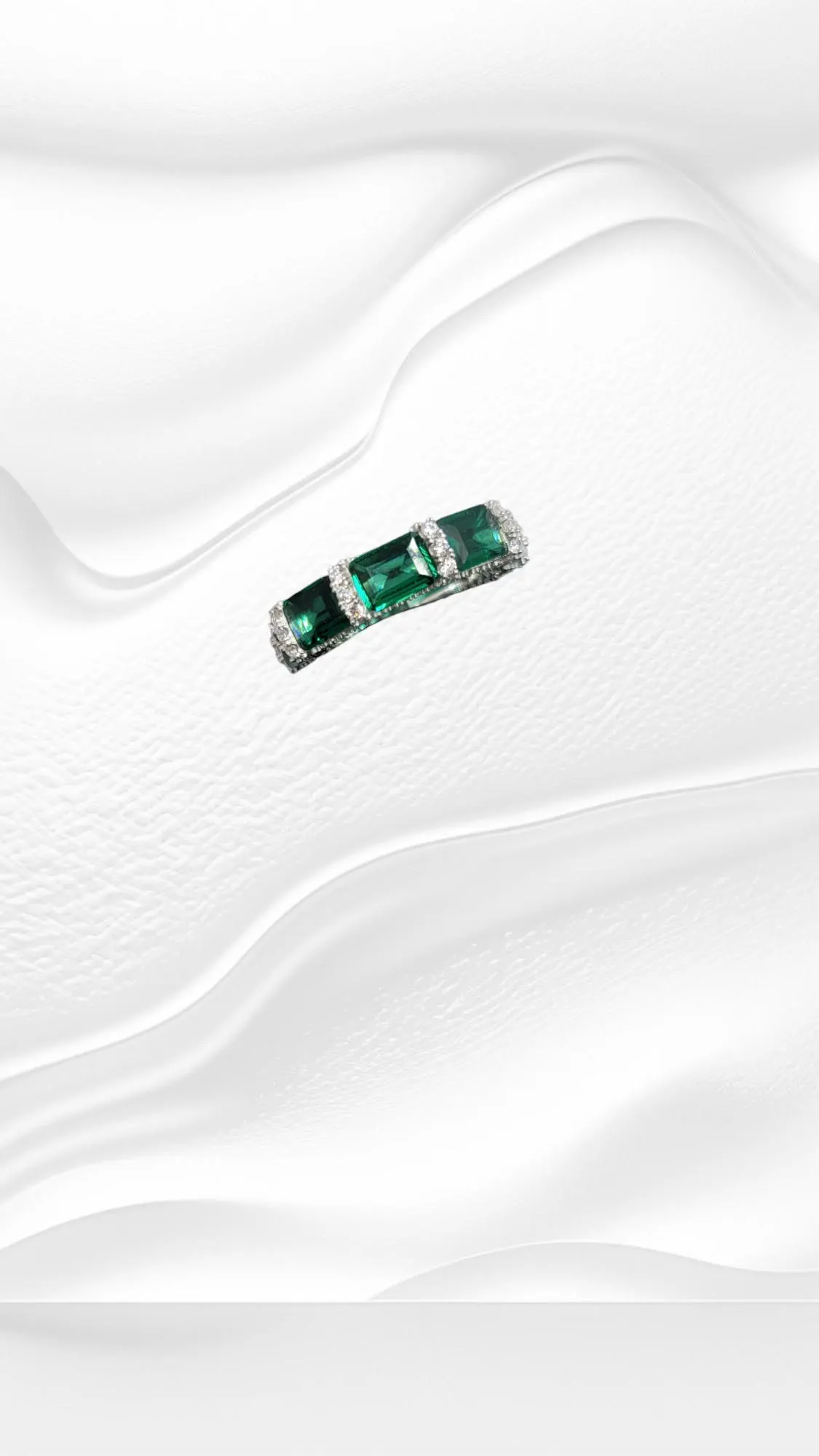 925 sterling silver band ring/silver ring/emerald green ring - image 5