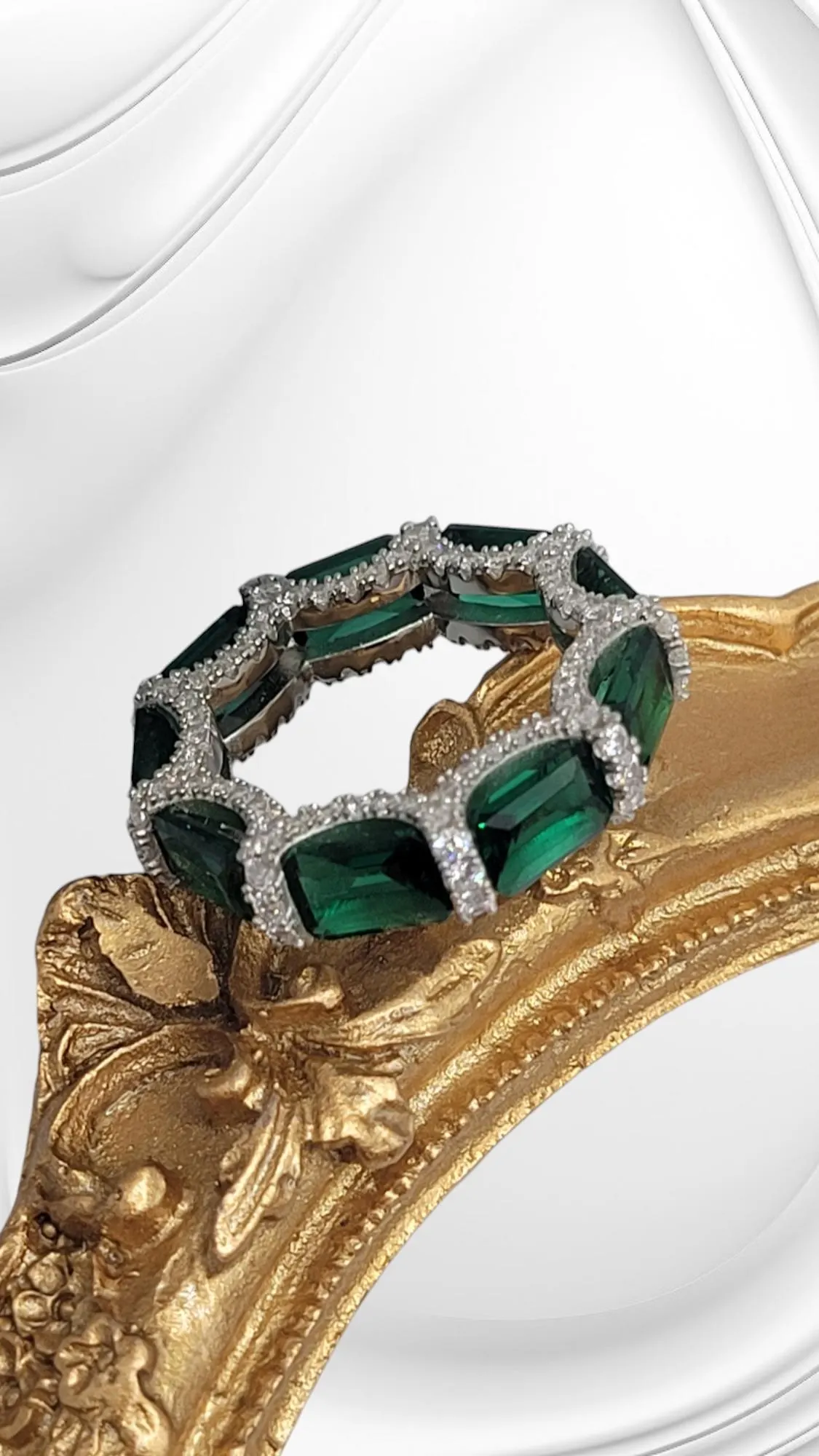 925 sterling silver band ring/silver ring/emerald green ring