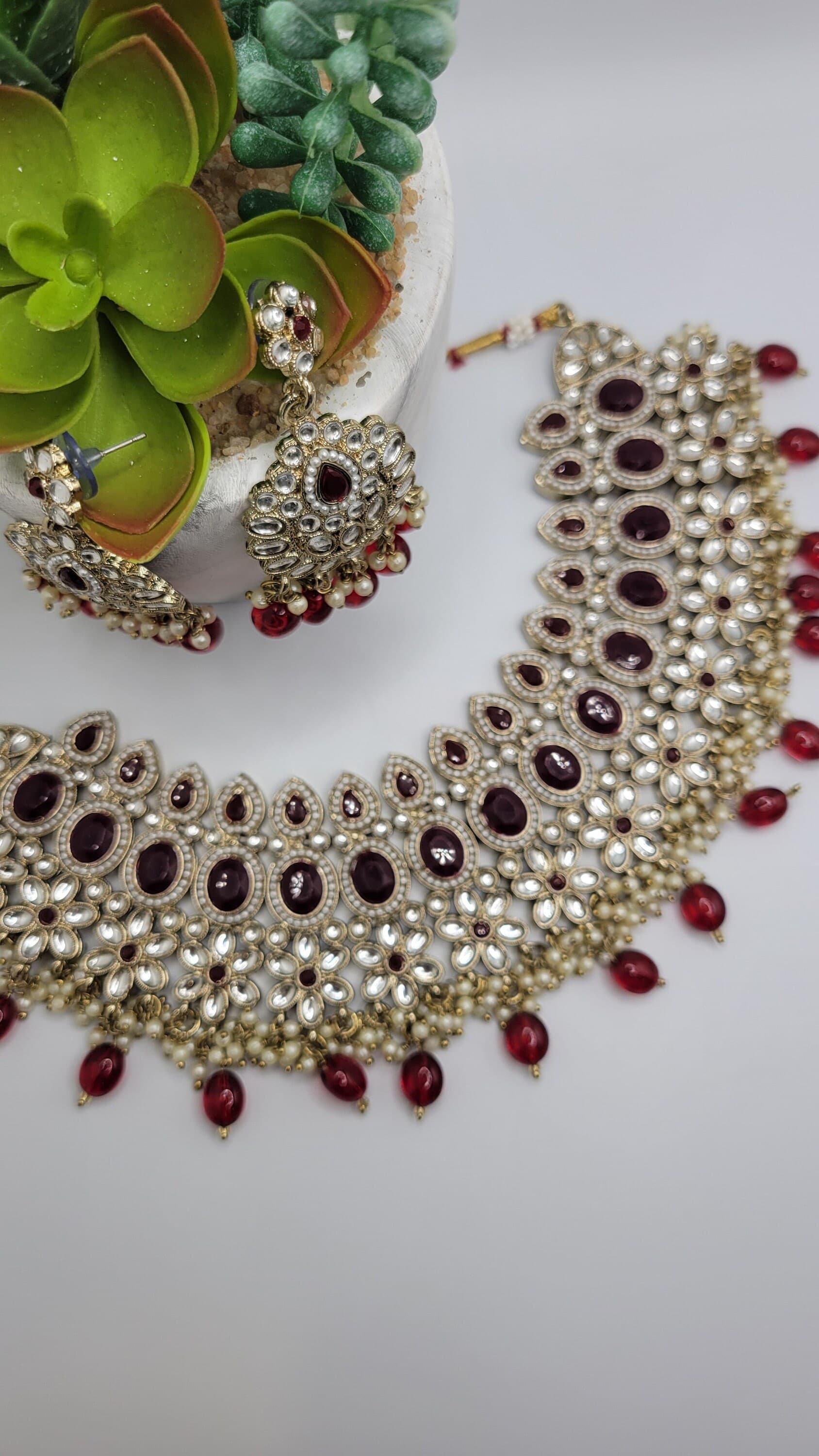 Kundan necklace set/mona lisa stone necklace/bridal jewelry - image 3