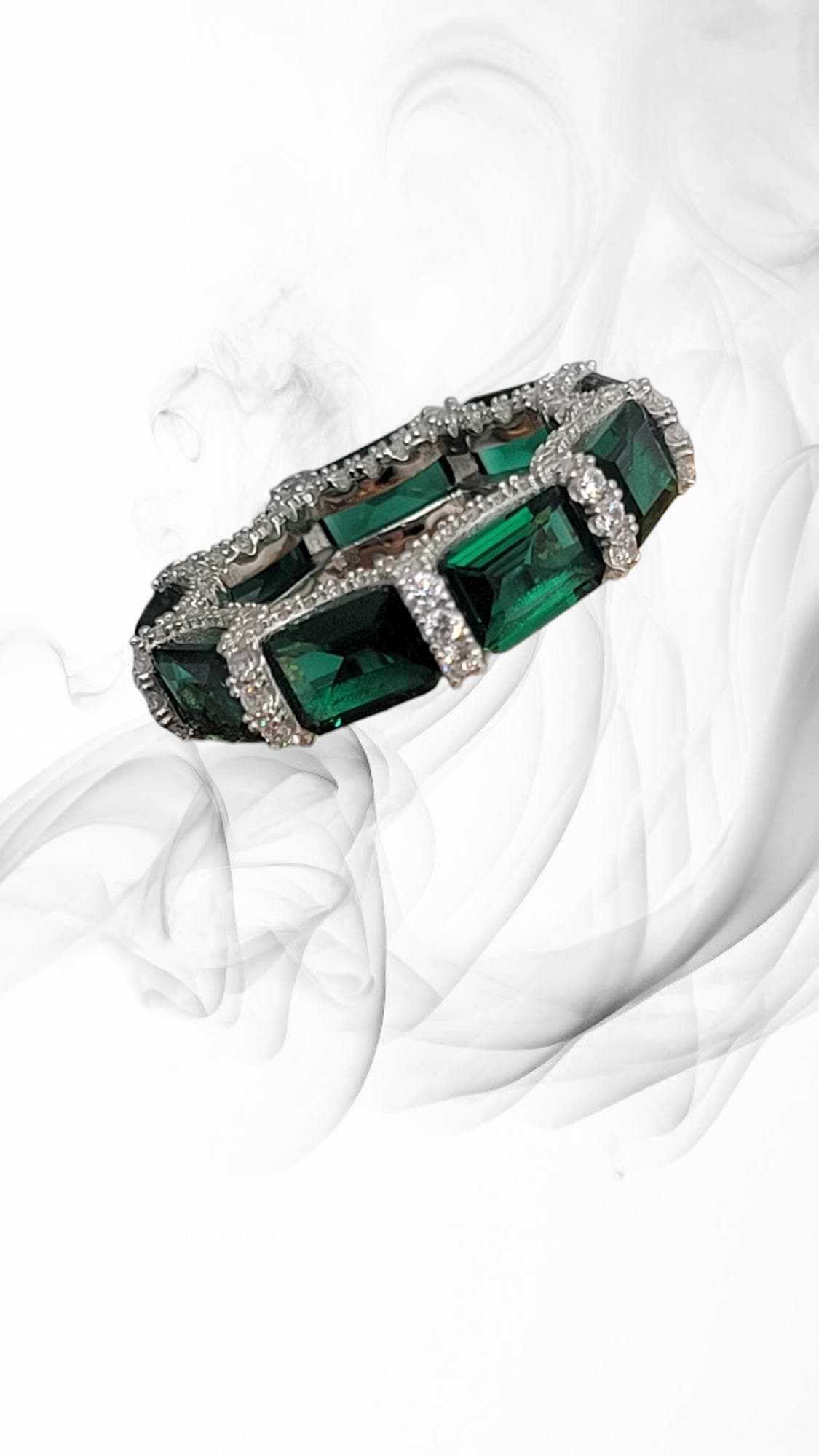 925 sterling silver band ring/silver ring/emerald green ring - image 3