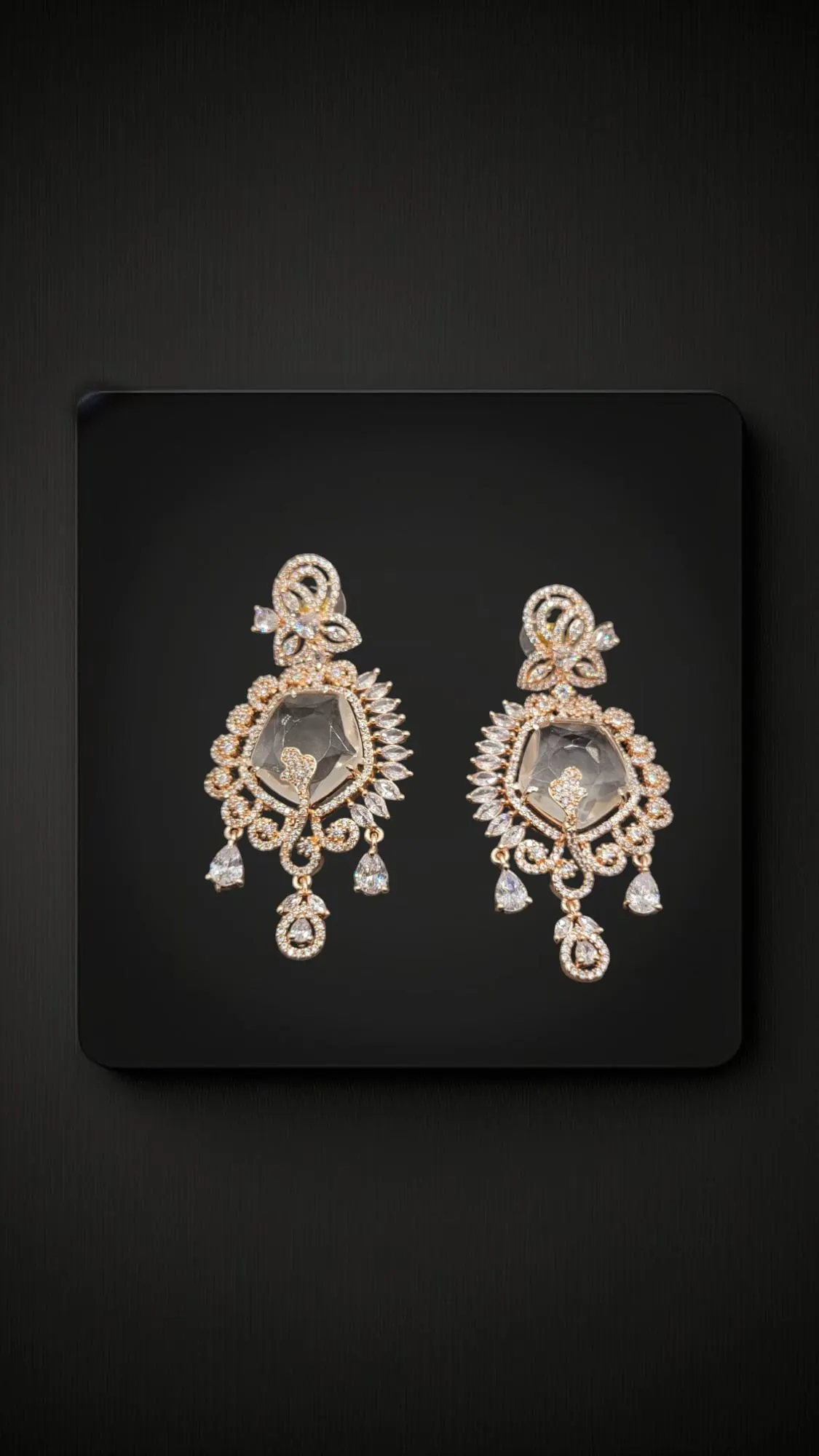 American Diamond earrings/rose gold earrings