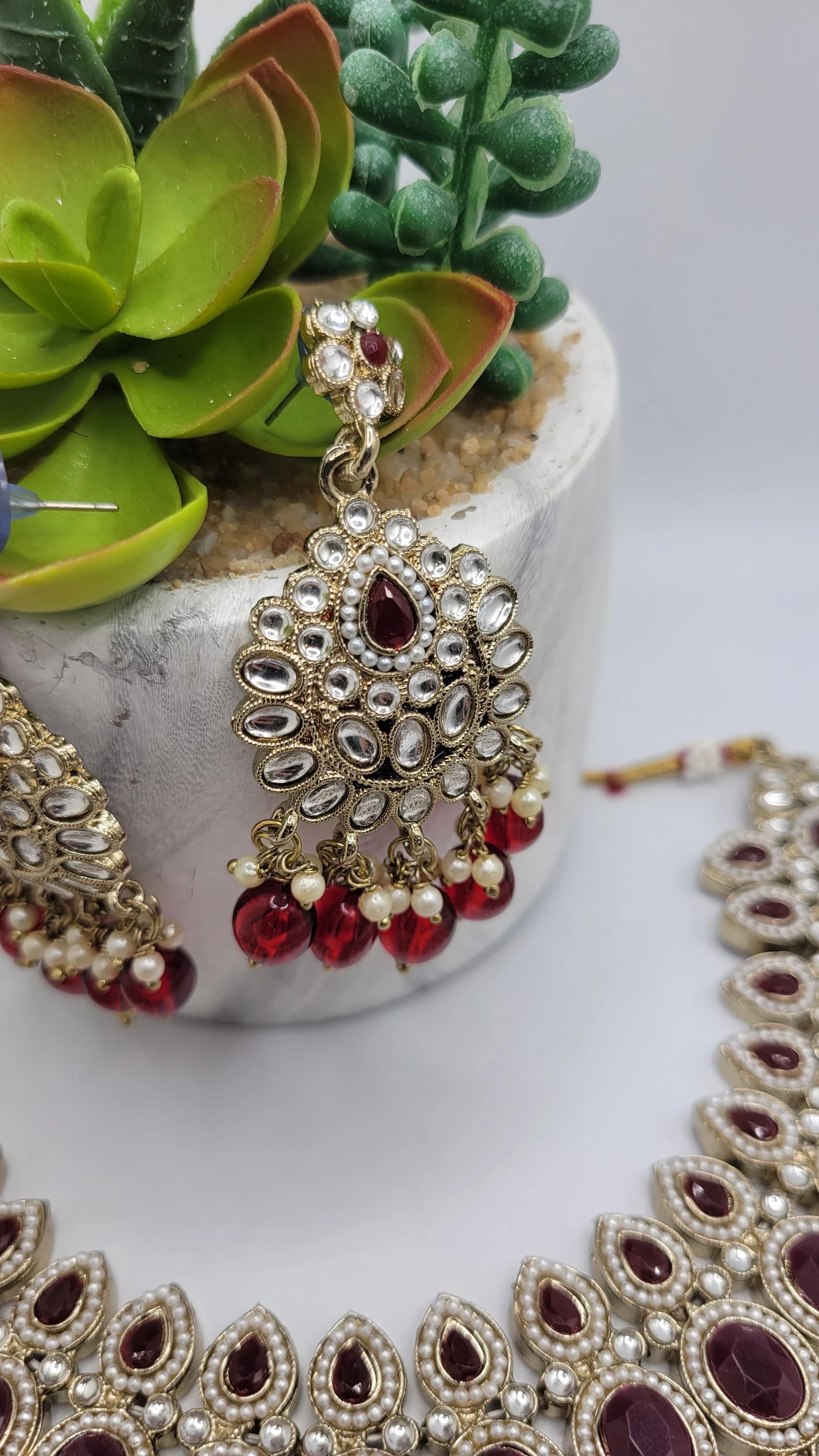Kundan necklace set/mona lisa stone necklace/bridal jewelry - image 4