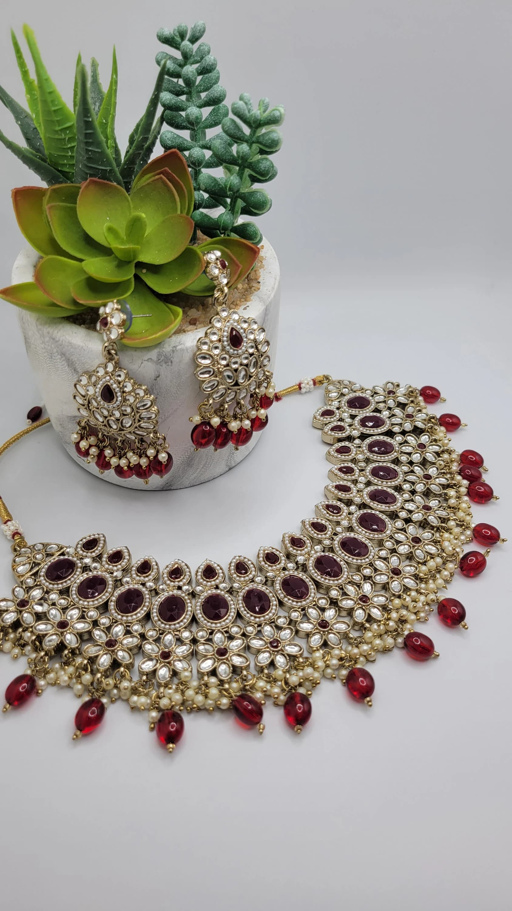 Kundan necklace set/mona lisa stone necklace/bridal jewelry
