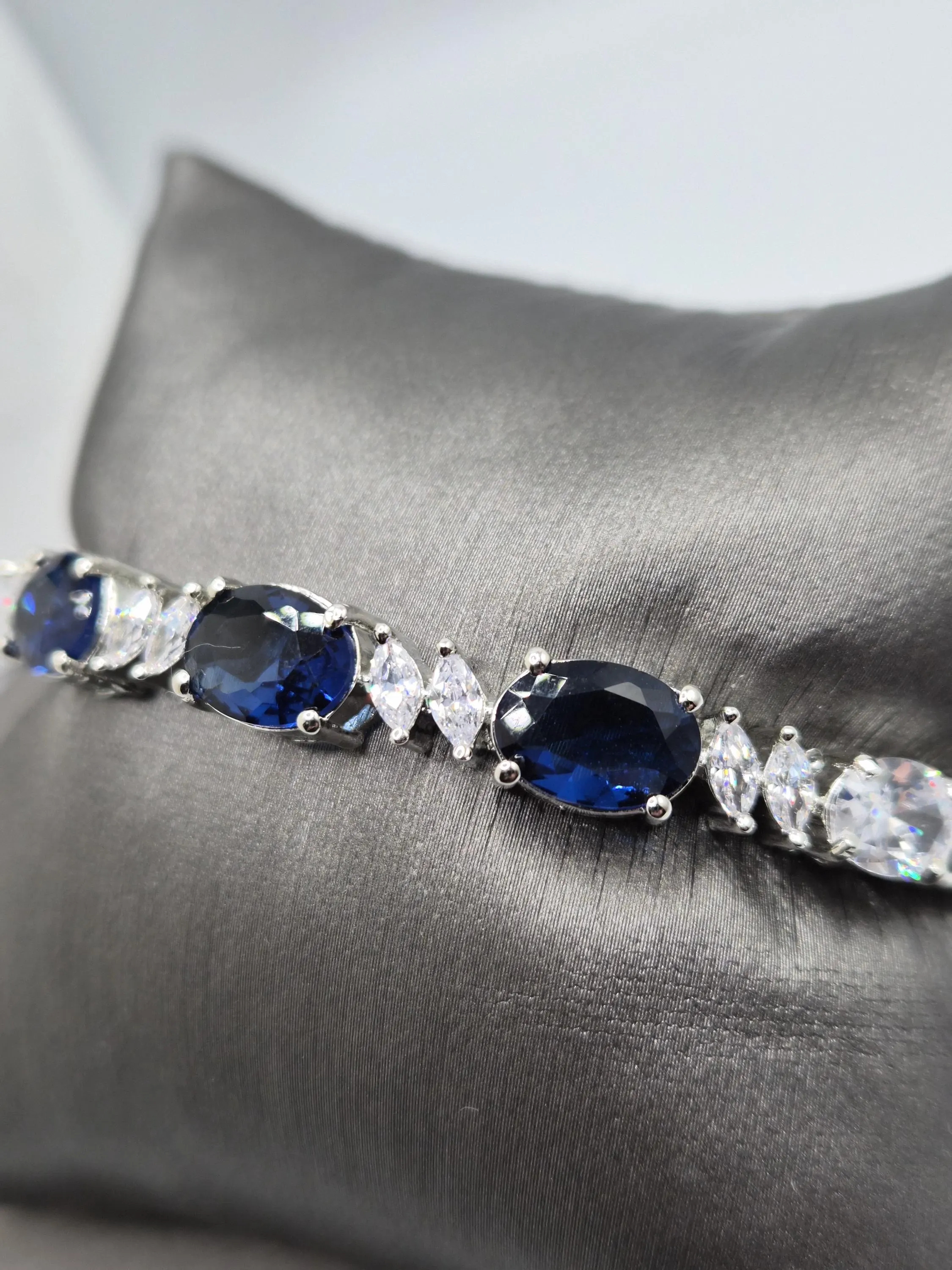 American Diamond bangle with blue stones - image 3