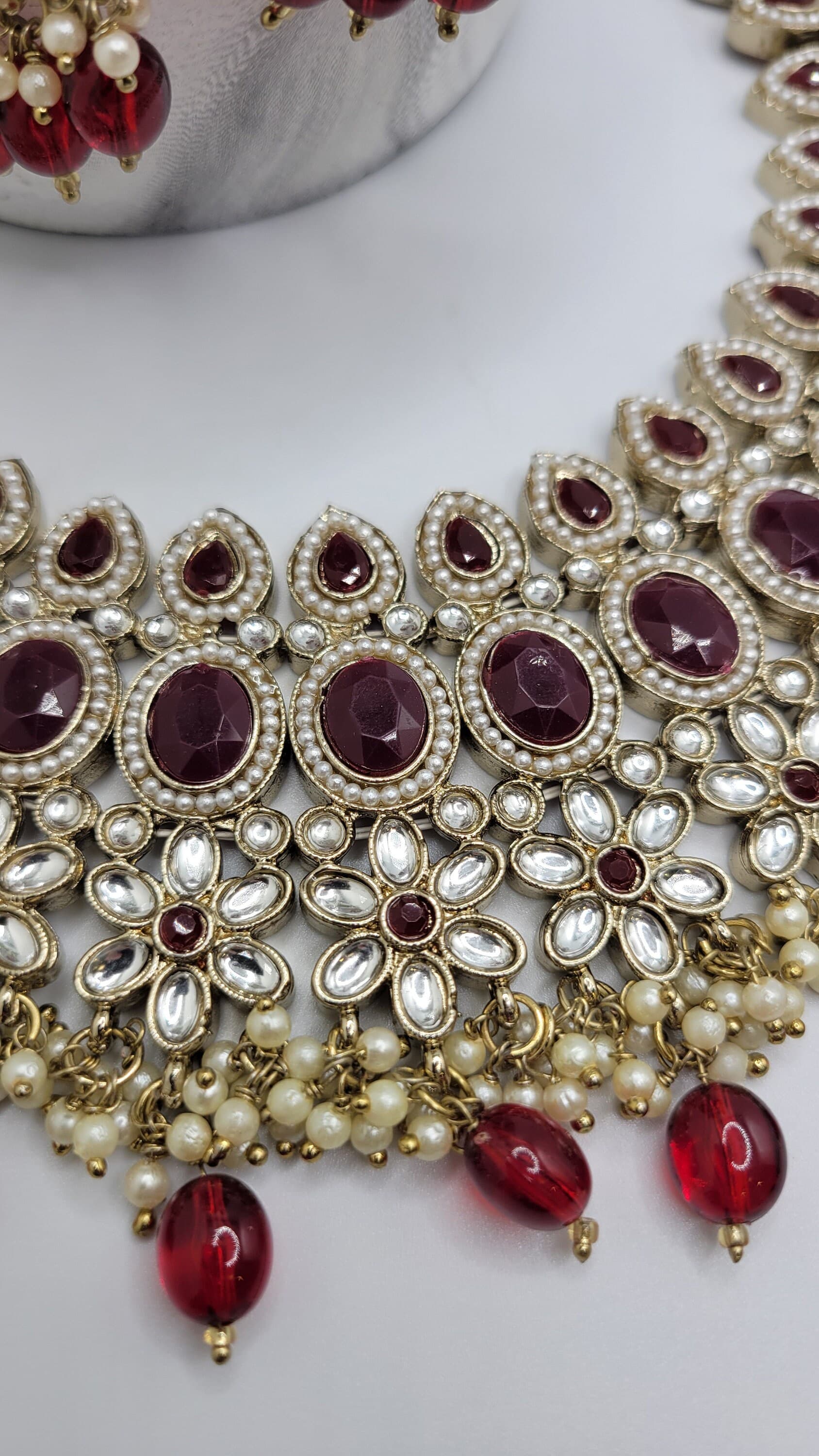 Kundan necklace set/mona lisa stone necklace/bridal jewelry - image 5