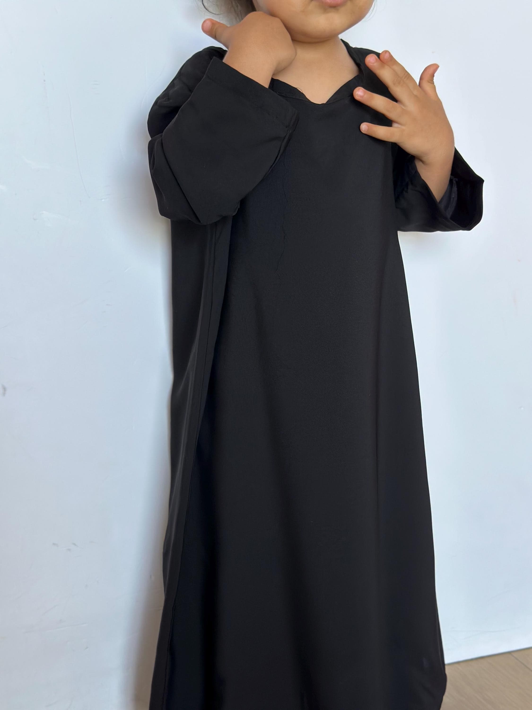 Children Kid's Black Abaya Muslim Modest Dress - image 4